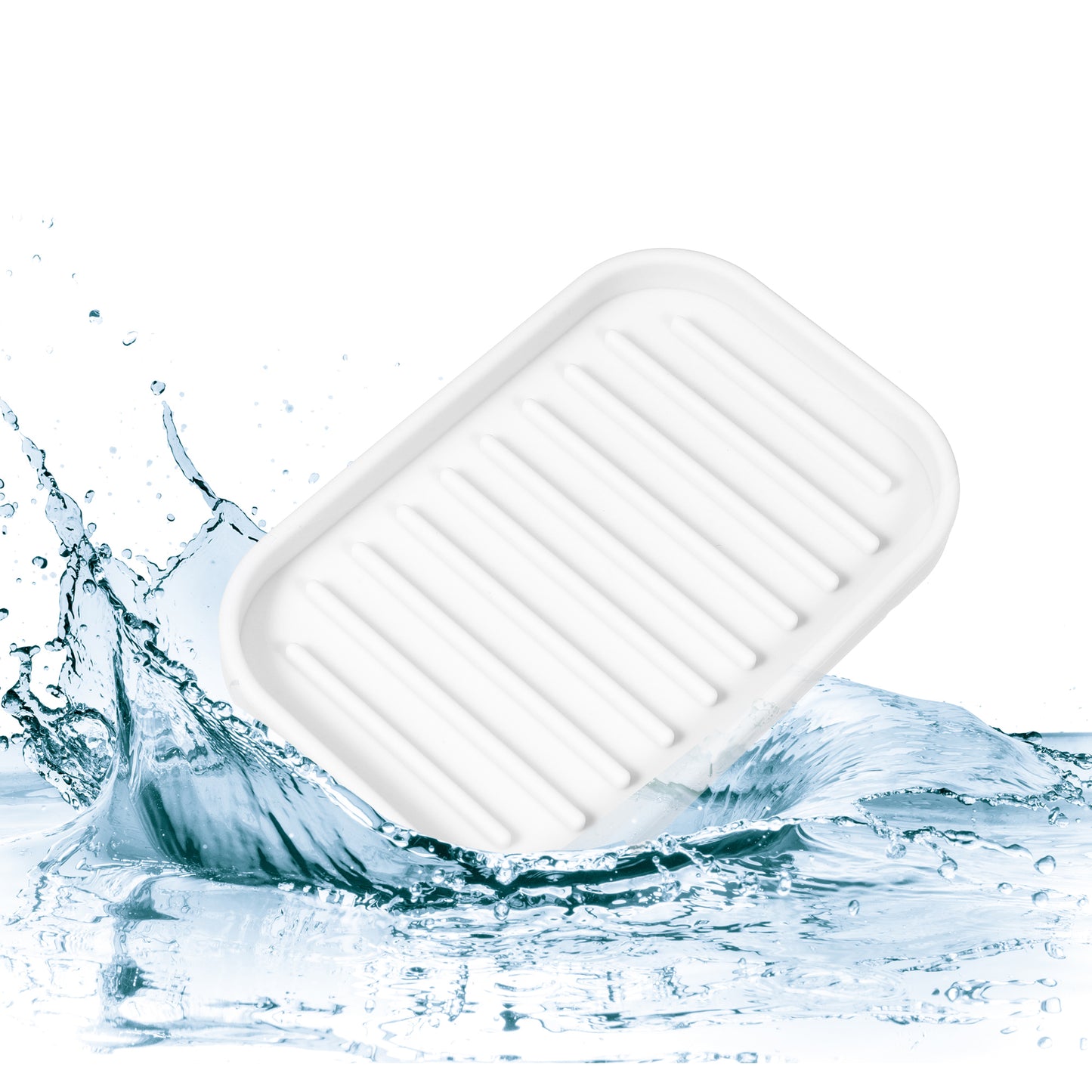 Silicone Soap Dish, Keep Soap Dry for Home Bathroom Kitchen, 13.5x9cm White