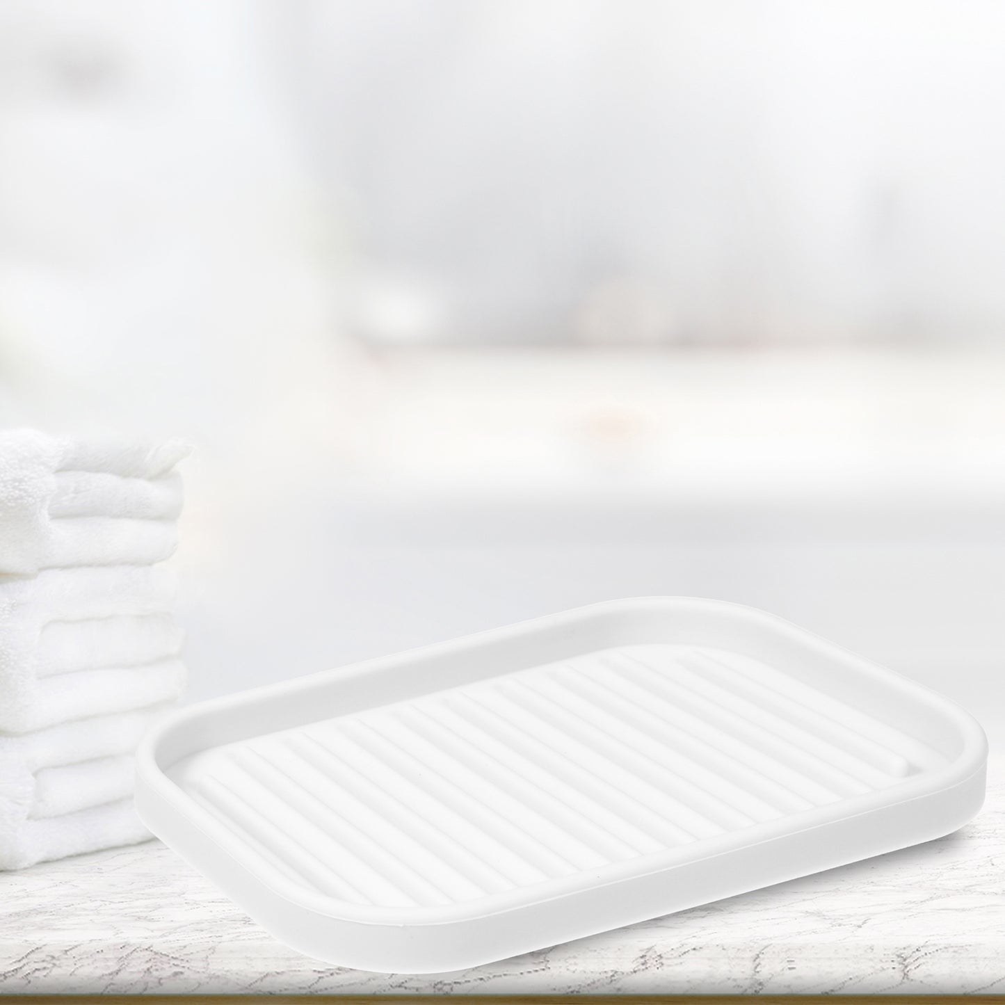 Silicone Soap Dish, Keep Soap Dry for Home Bathroom Kitchen, 13.5x9cm White
