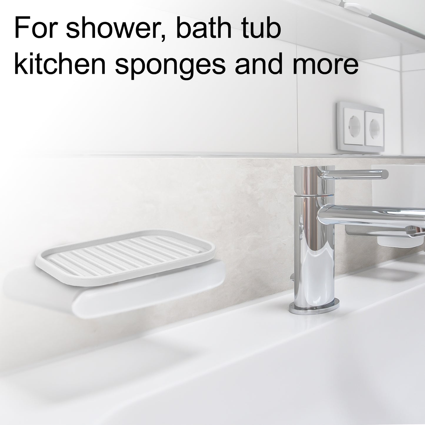 Silicone Soap Dish, Keep Soap Dry for Home Bathroom Kitchen, 13.5x9cm Light Gray