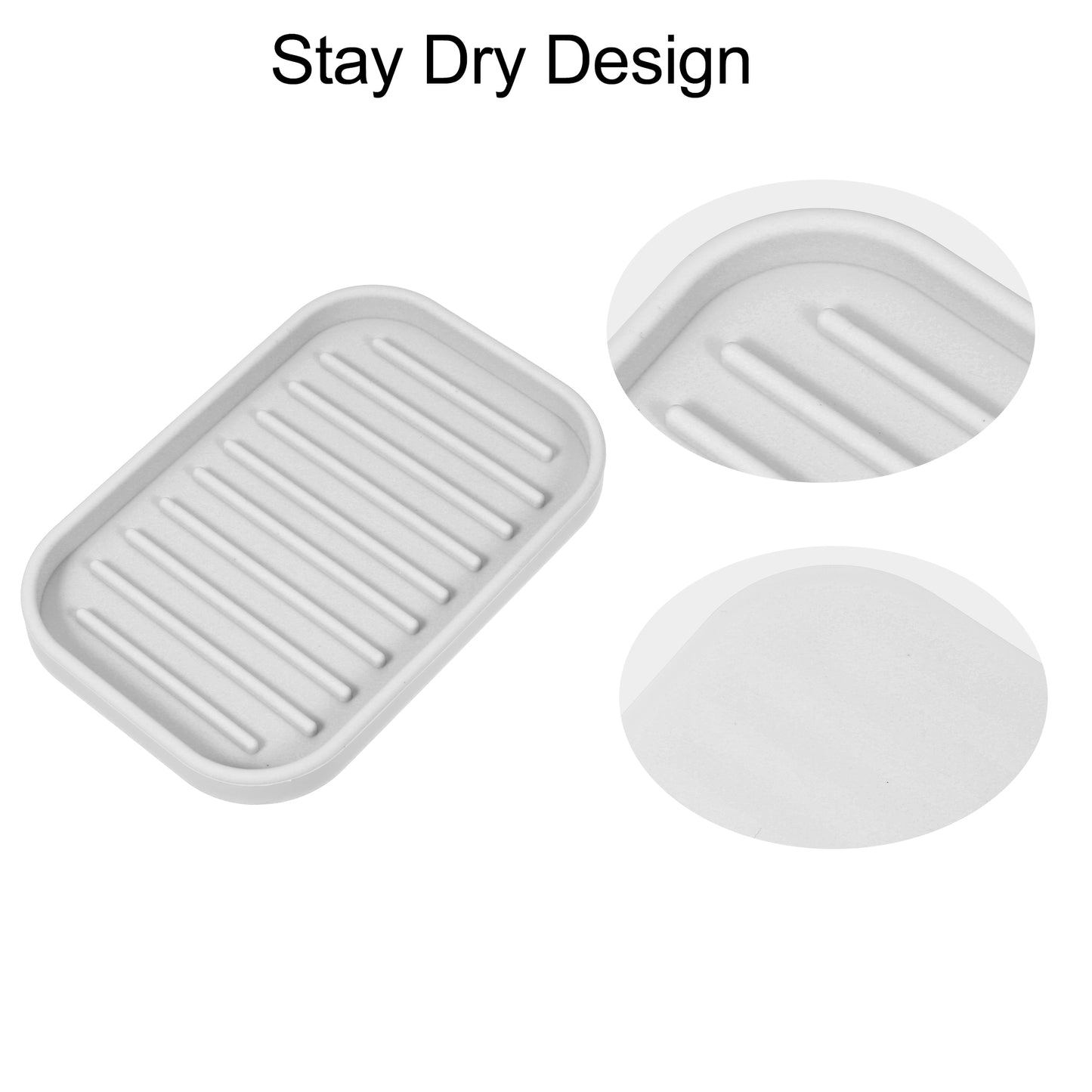 Silicone Soap Dish, Keep Soap Dry for Home Bathroom Kitchen, 13.5x9cm Light Gray