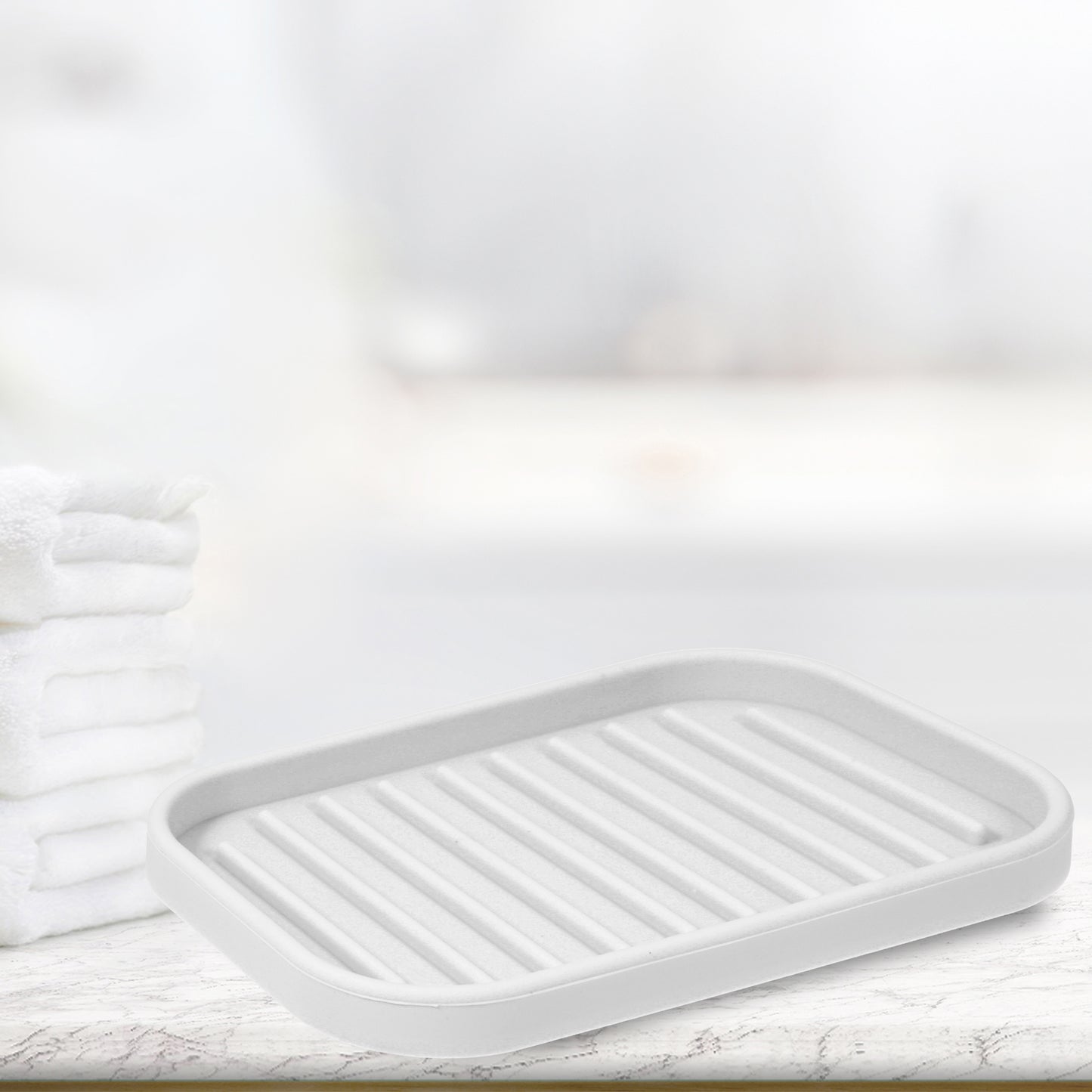 Silicone Soap Dish, Keep Soap Dry for Home Bathroom Kitchen, 13.5x9cm Light Gray