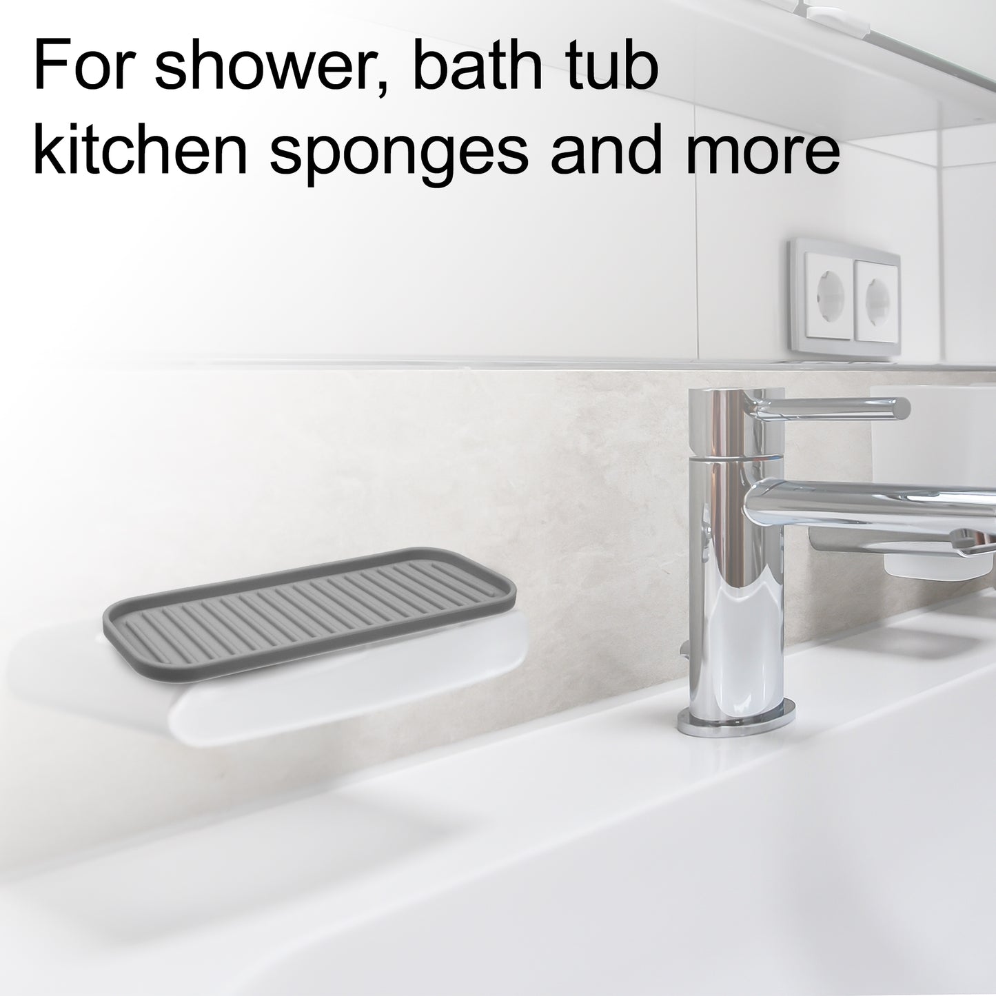 Silicone Soap Dish, Keep Soap Dry for Home Bathroom Kitchen, 23x9cm Dark Gray