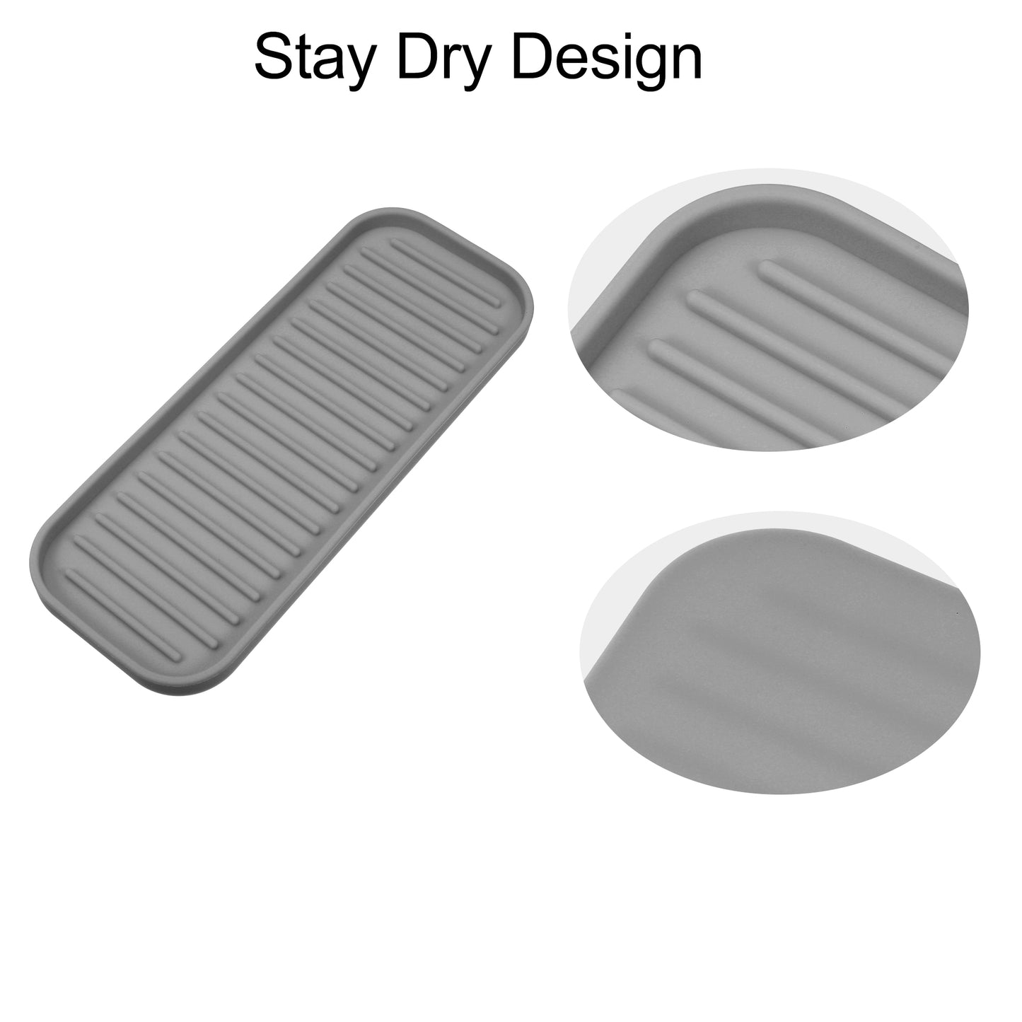 Silicone Soap Dish, Keep Soap Dry for Home Bathroom Kitchen, 23x9cm Dark Gray