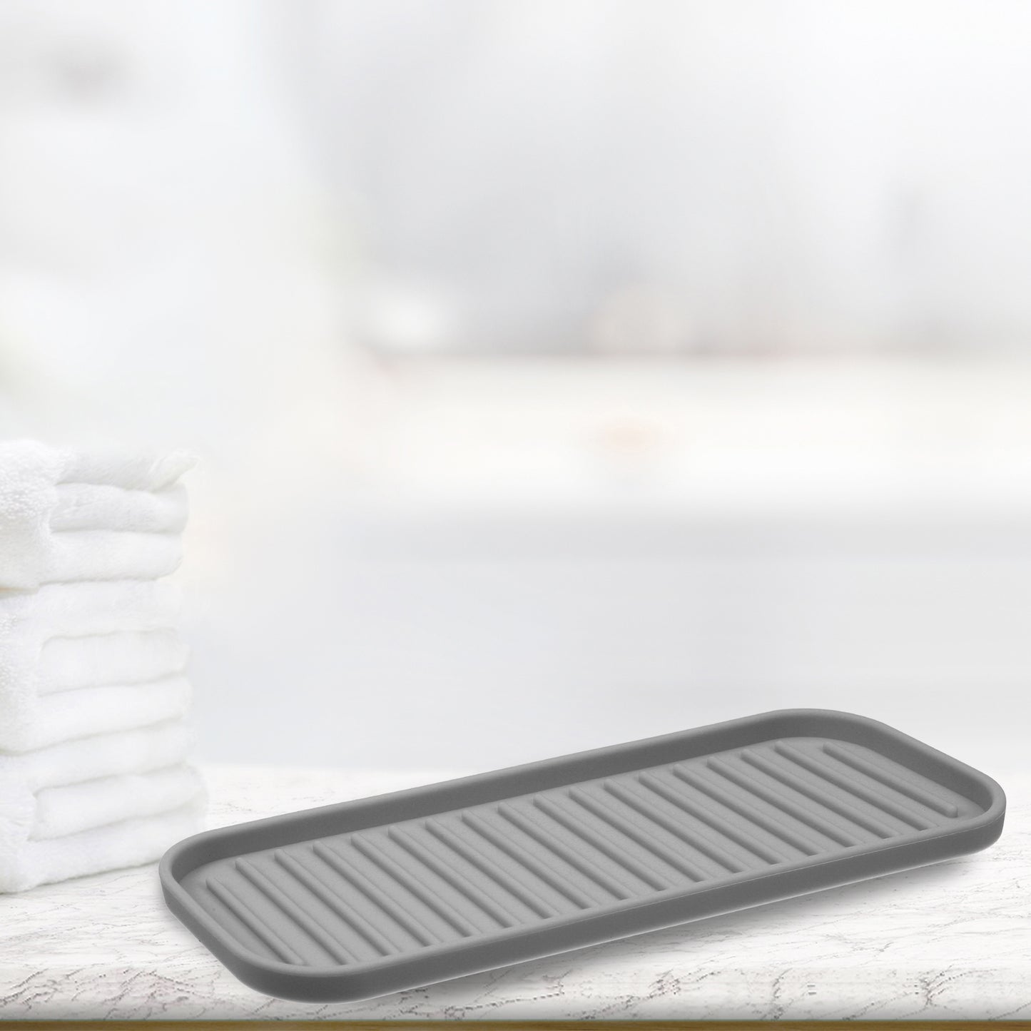 Silicone Soap Dish, Keep Soap Dry for Home Bathroom Kitchen, 23x9cm Dark Gray