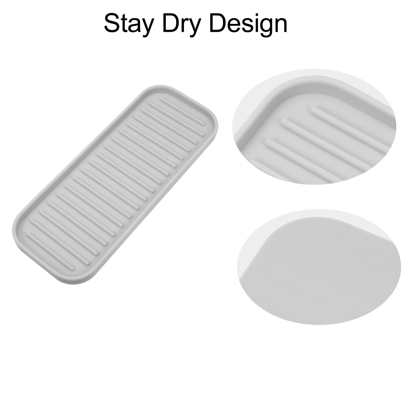Silicone Soap Dish, Keep Soap Dry for Home Bathroom Kitchen, 23x9cm Light Gray