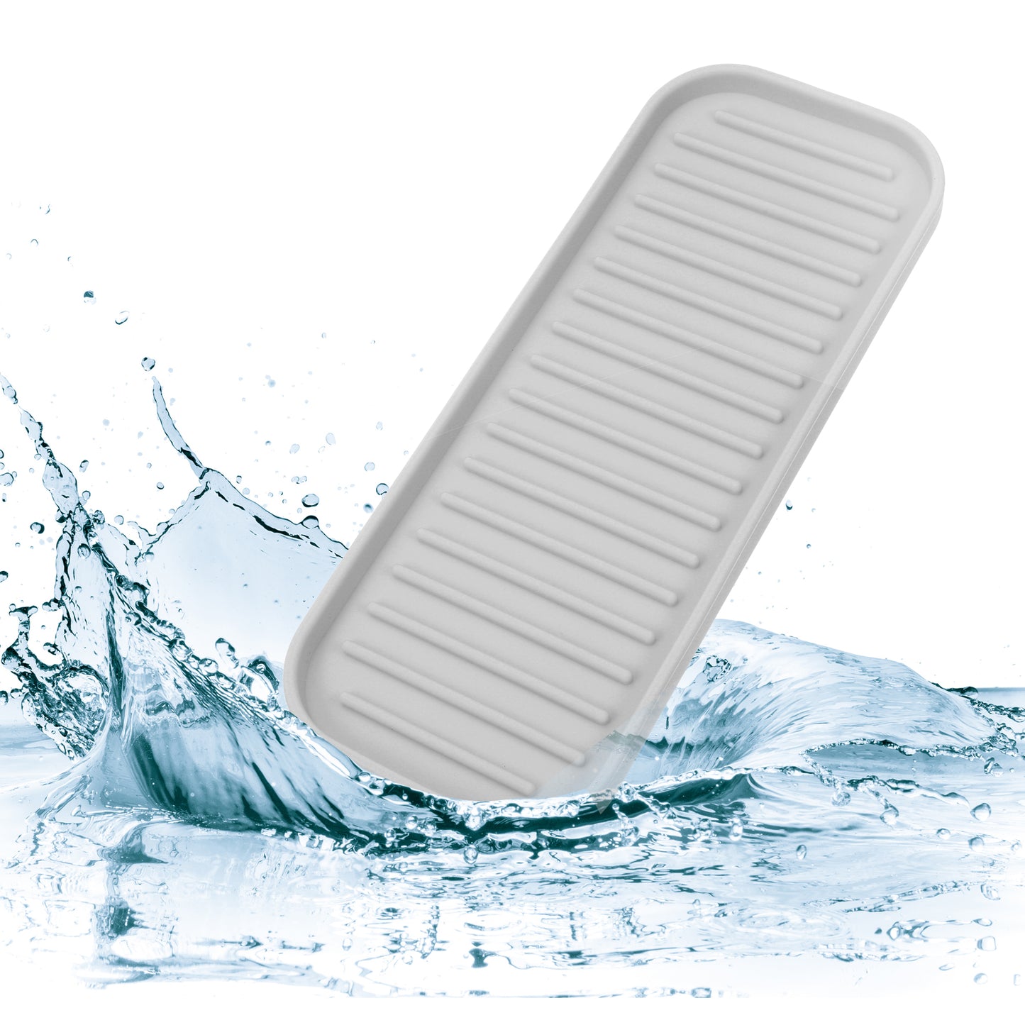 Silicone Soap Dish, Keep Soap Dry for Home Bathroom Kitchen, 23x9cm Light Gray