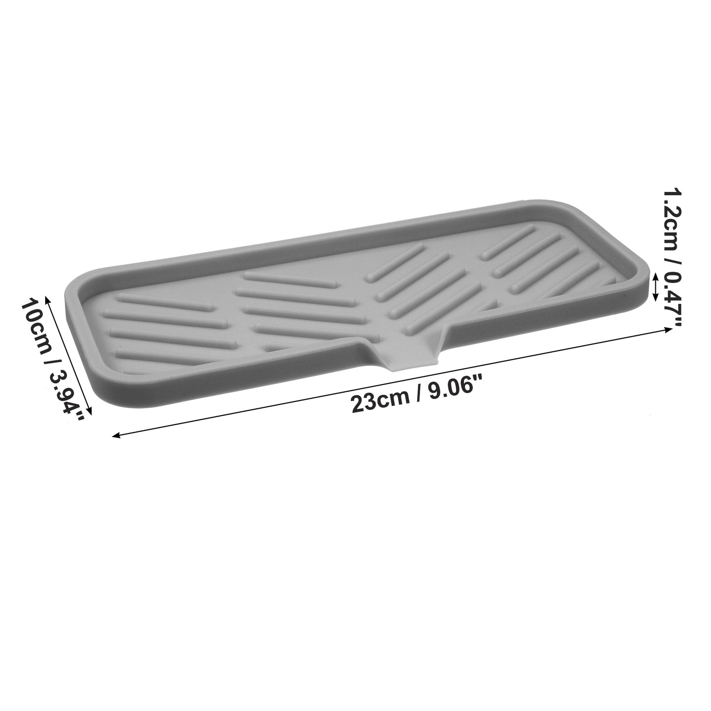 Jabonera de silicona escurridora para baño y cocina, 23 x 10 cm, gris oscuro