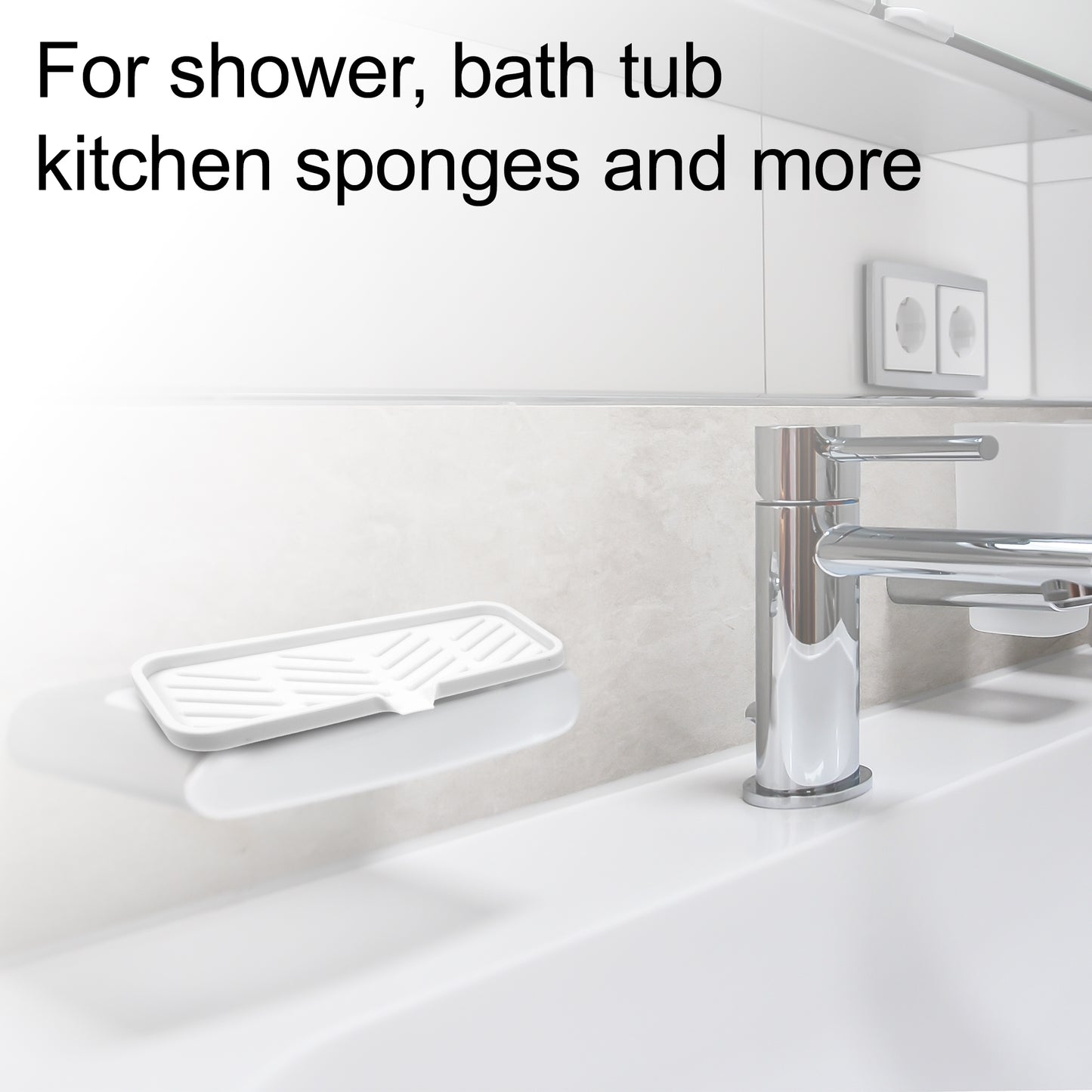 Draining Silicone Soap Dish for Home Bathroom Kitchen, 23x10cm White