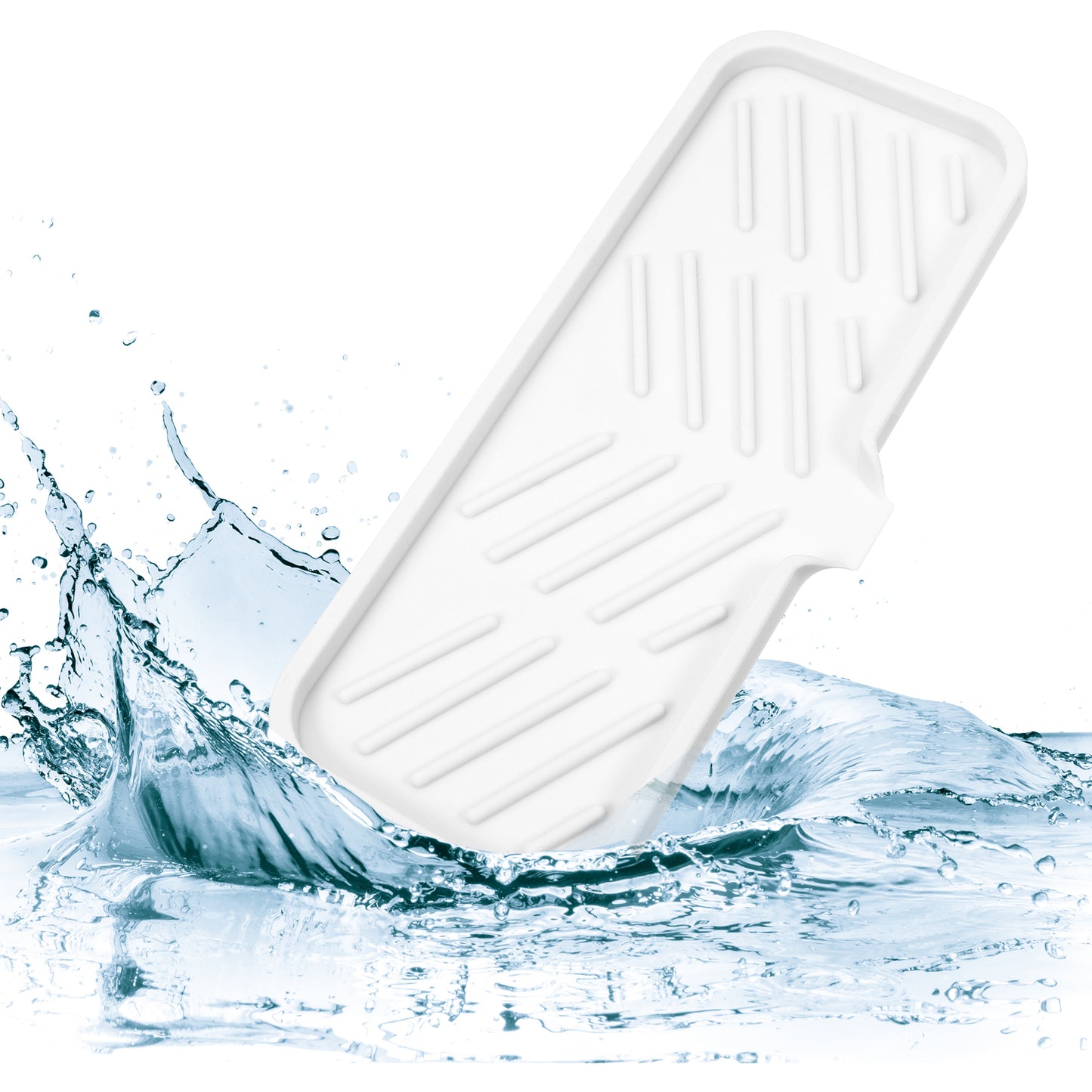 Draining Silicone Soap Dish for Home Bathroom Kitchen, 23x10cm White