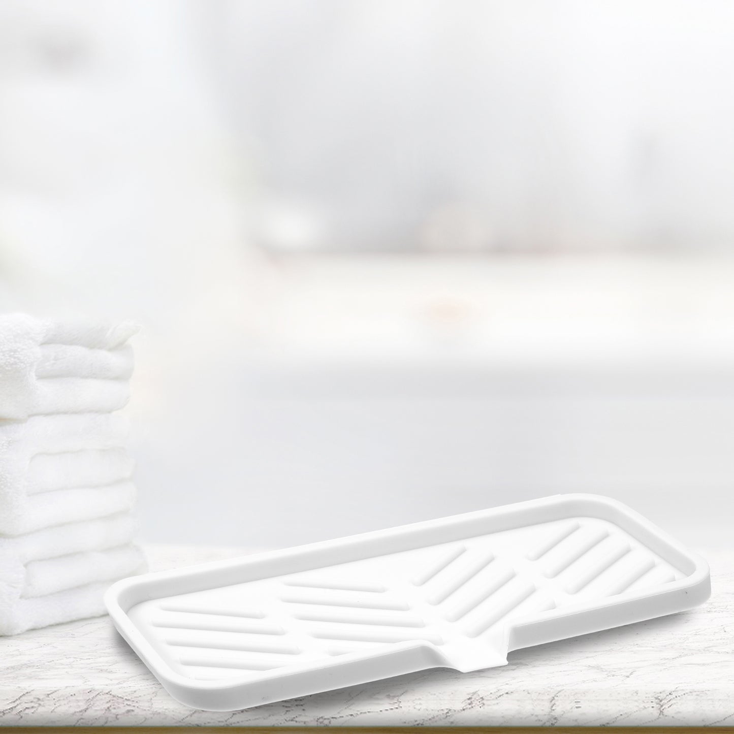 Draining Silicone Soap Dish for Home Bathroom Kitchen, 23x10cm White