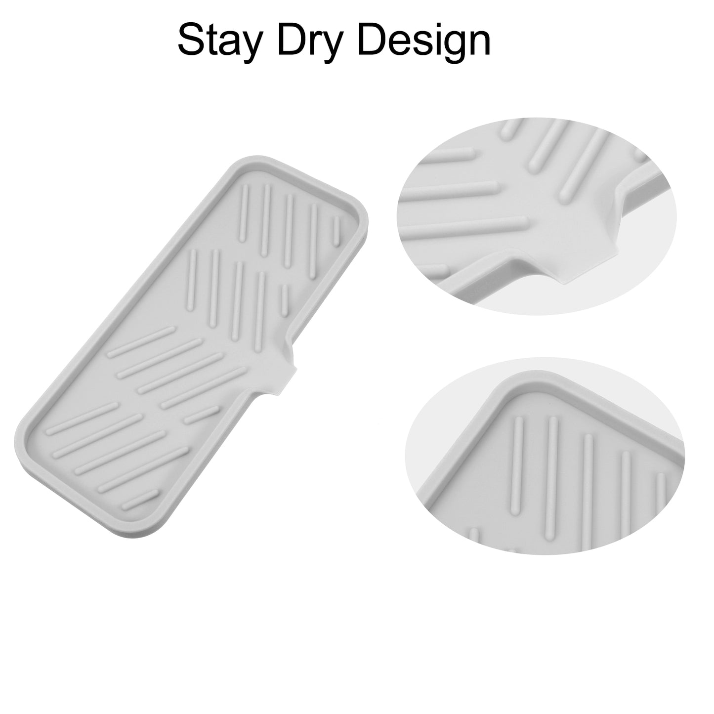 Draining Silicone Soap Dish for Home Bathroom Kitchen, 23x10cm Light Gray