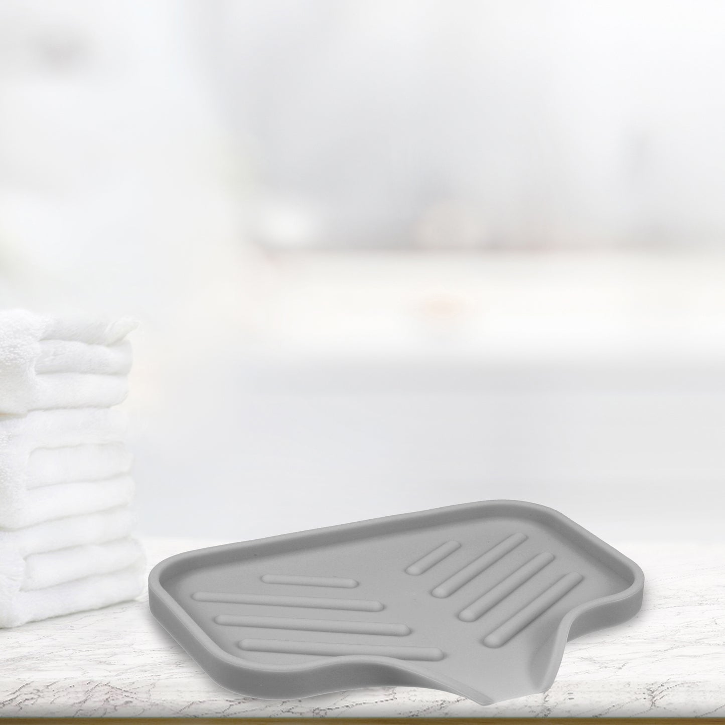Draining Silicone Soap Dish for Home Bathroom Kitchen, 13.5x10.5cm Dark Gray