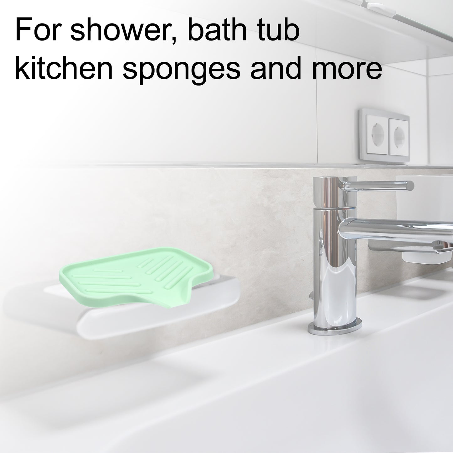 Draining Silicone Soap Dish for Home Bathroom Kitchen, 13.5x10.5cm Light Green
