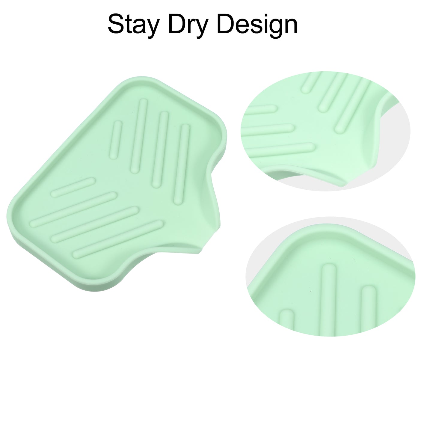 Draining Silicone Soap Dish for Home Bathroom Kitchen, 13.5x10.5cm Light Green