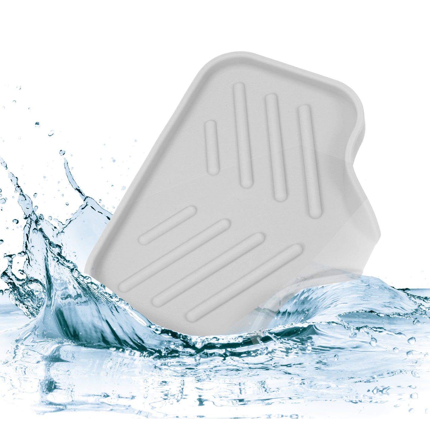 Draining Silicone Soap Dish for Home Bathroom Kitchen, 13.5x10.5cm Light Gray