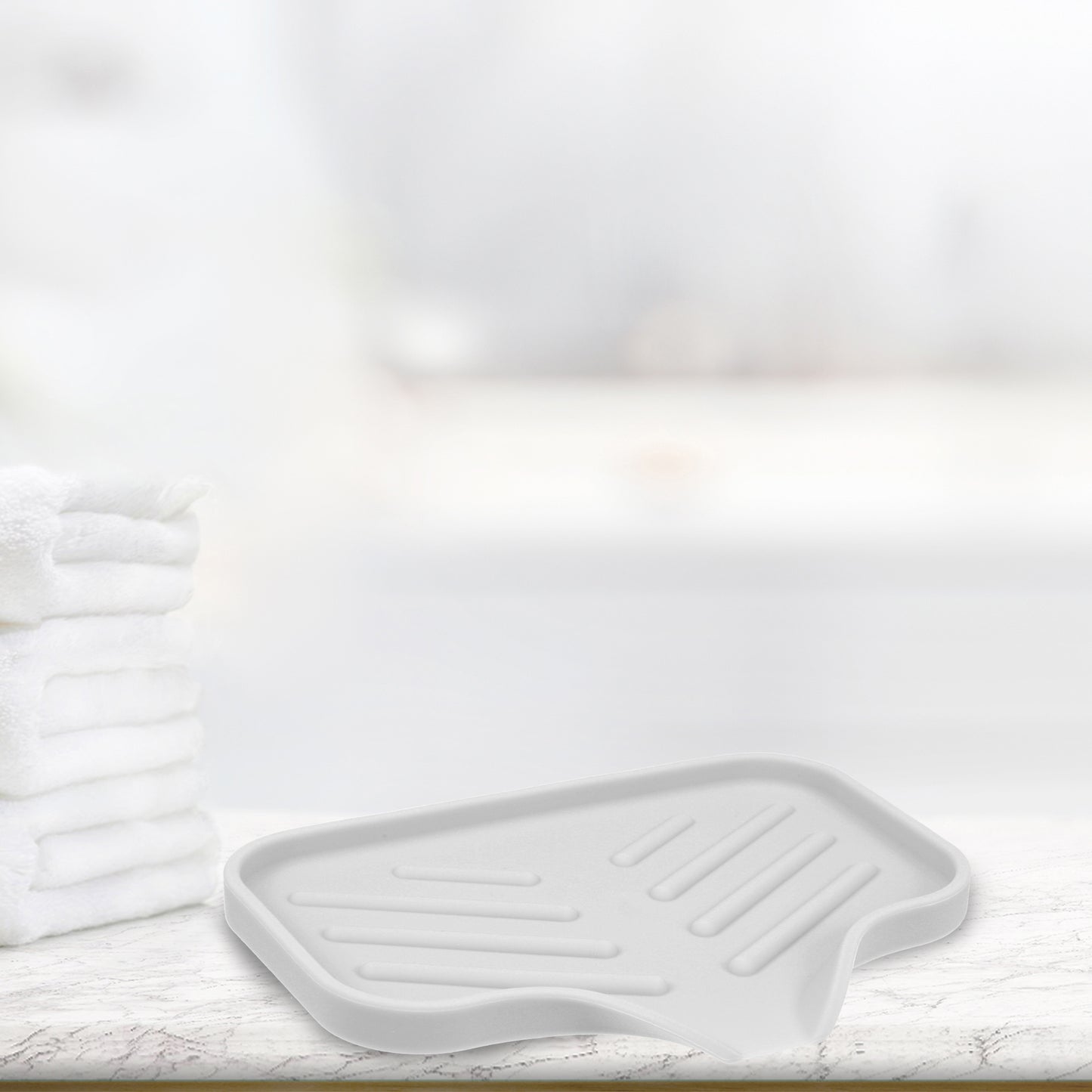 Draining Silicone Soap Dish for Home Bathroom Kitchen, 13.5x10.5cm Light Gray