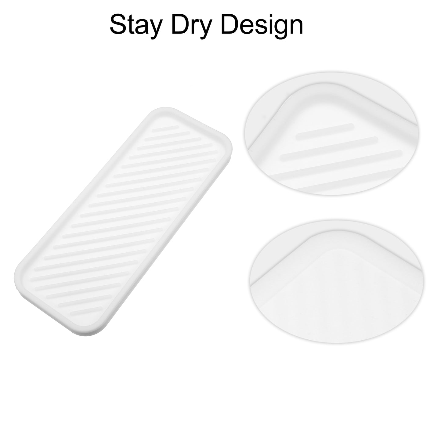 Rectangular Silicone Soap Dish for Bathroom Kitchen, 22.8x9cm White