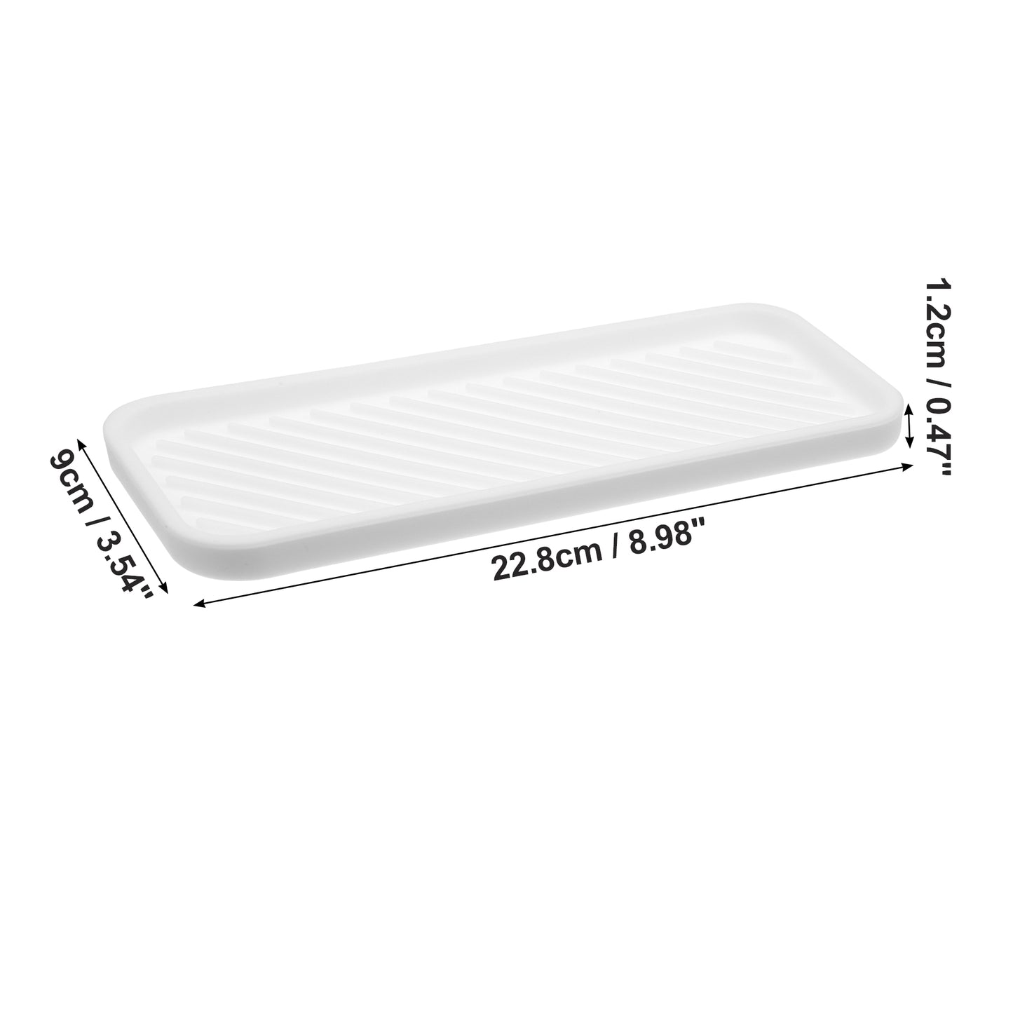 Rectangular Silicone Soap Dish for Bathroom Kitchen, 22.8x9cm White