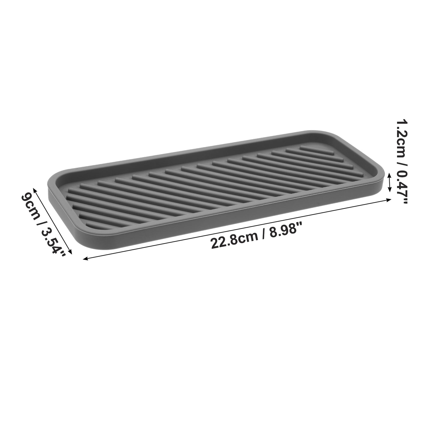 Rectangular Silicone Soap Dish for Bathroom Kitchen, 22.8x9cm Gray