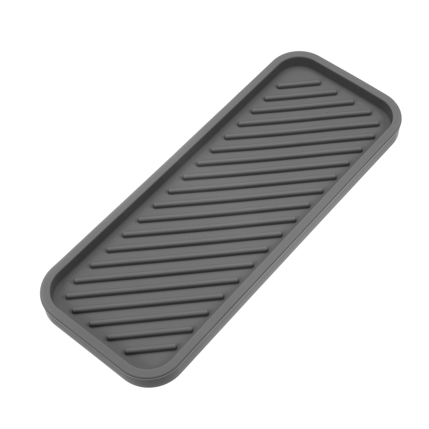 Rectangular Silicone Soap Dish for Bathroom Kitchen, 22.8x9cm Gray