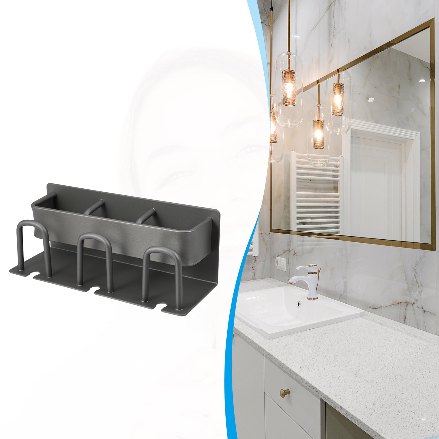 Wall Mounted Toothbrush Toothpaste Holders for Bathroom, 7.87"x2.87"x3.03" Gray