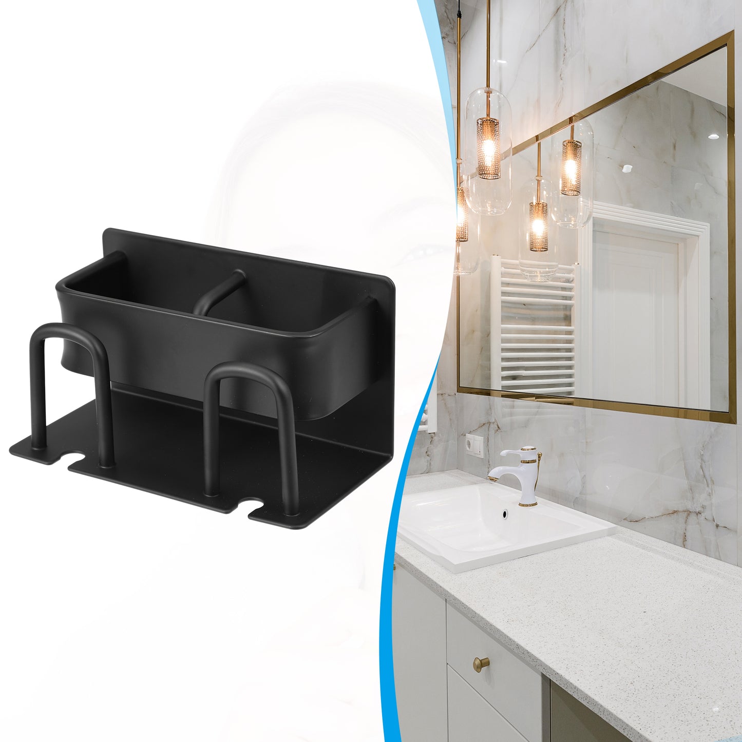 Wall Mounted Toothbrush Toothpaste Holders for Bathroom, 5.51"x2.87"x3.03" Black