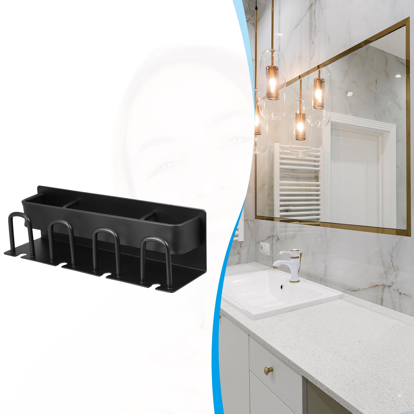 Wall Mounted Toothbrush Toothpaste Holders for Bathroom, 10.24"x2.95"x2.95" Black