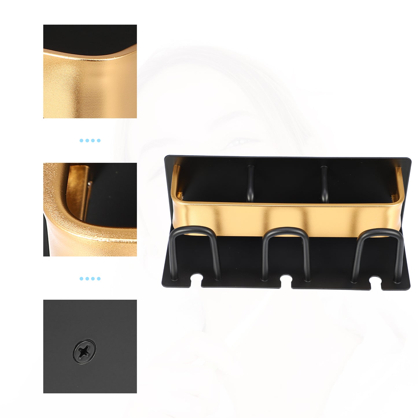 Wall Mounted Toothbrush Toothpaste Holders for Bathroom, 7.87"x2.87"x3.03" Black Gold Tone