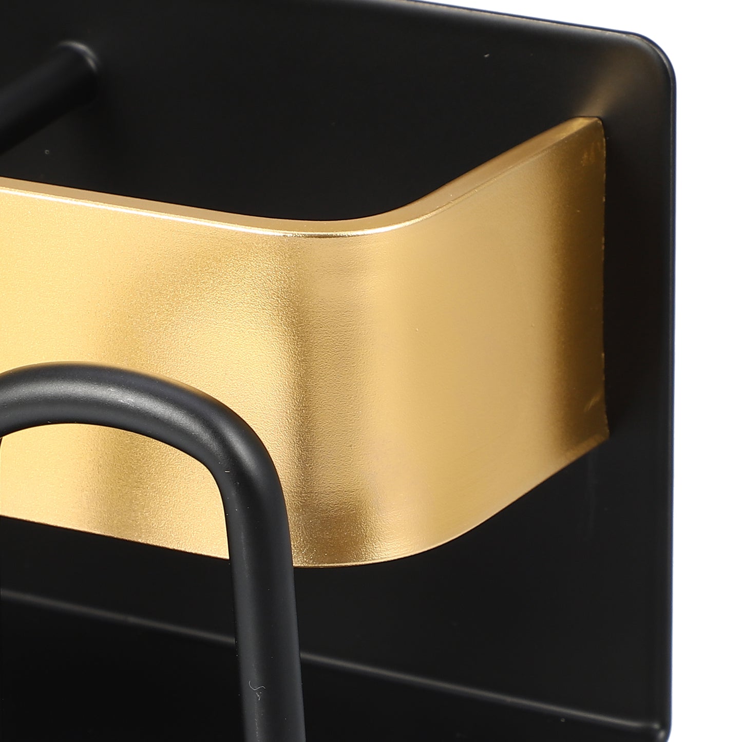 Portacepillos de dientes y pasta de dientes de pared para baño, 26,5 x 7,5 x 7,5 cm, tono negro y dorado