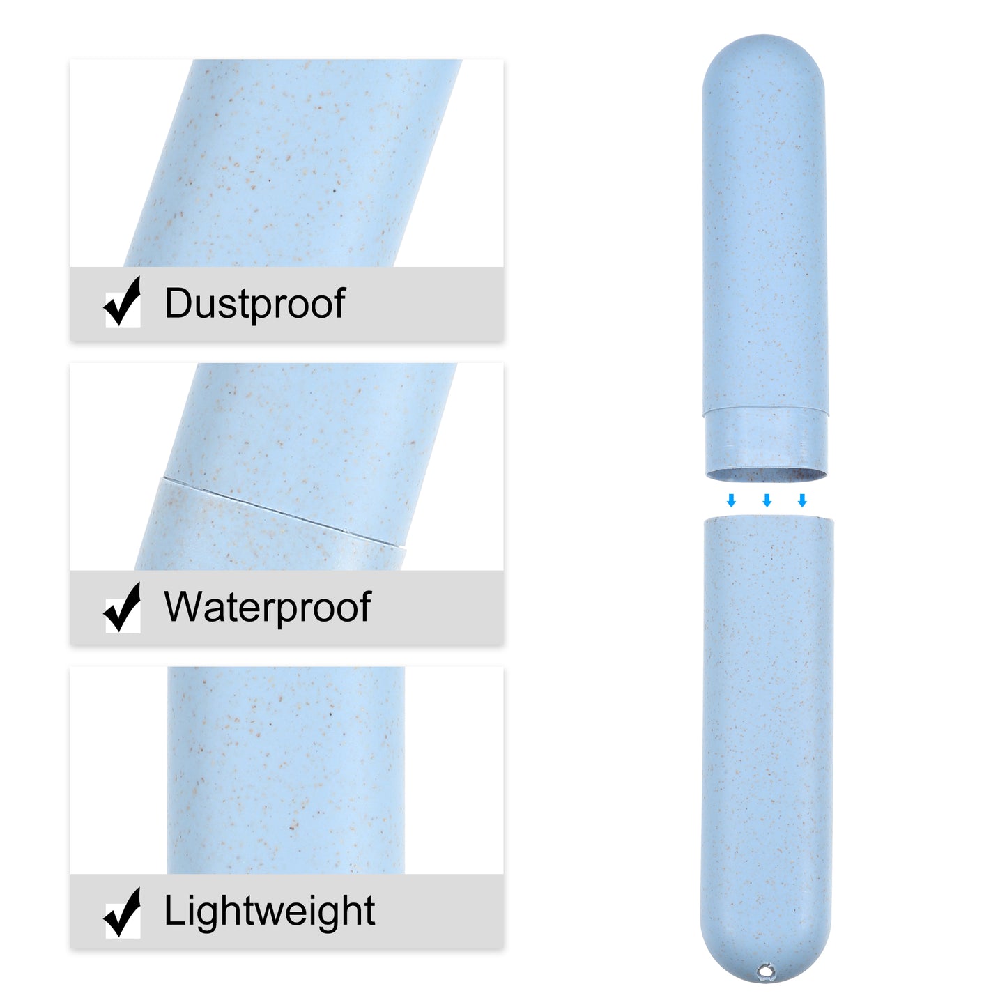 2 Pcs Traveling Toothbrush Case, PP Toothbrush Travel Container, 8.07"x1.22"x0.83" Blue, Pink