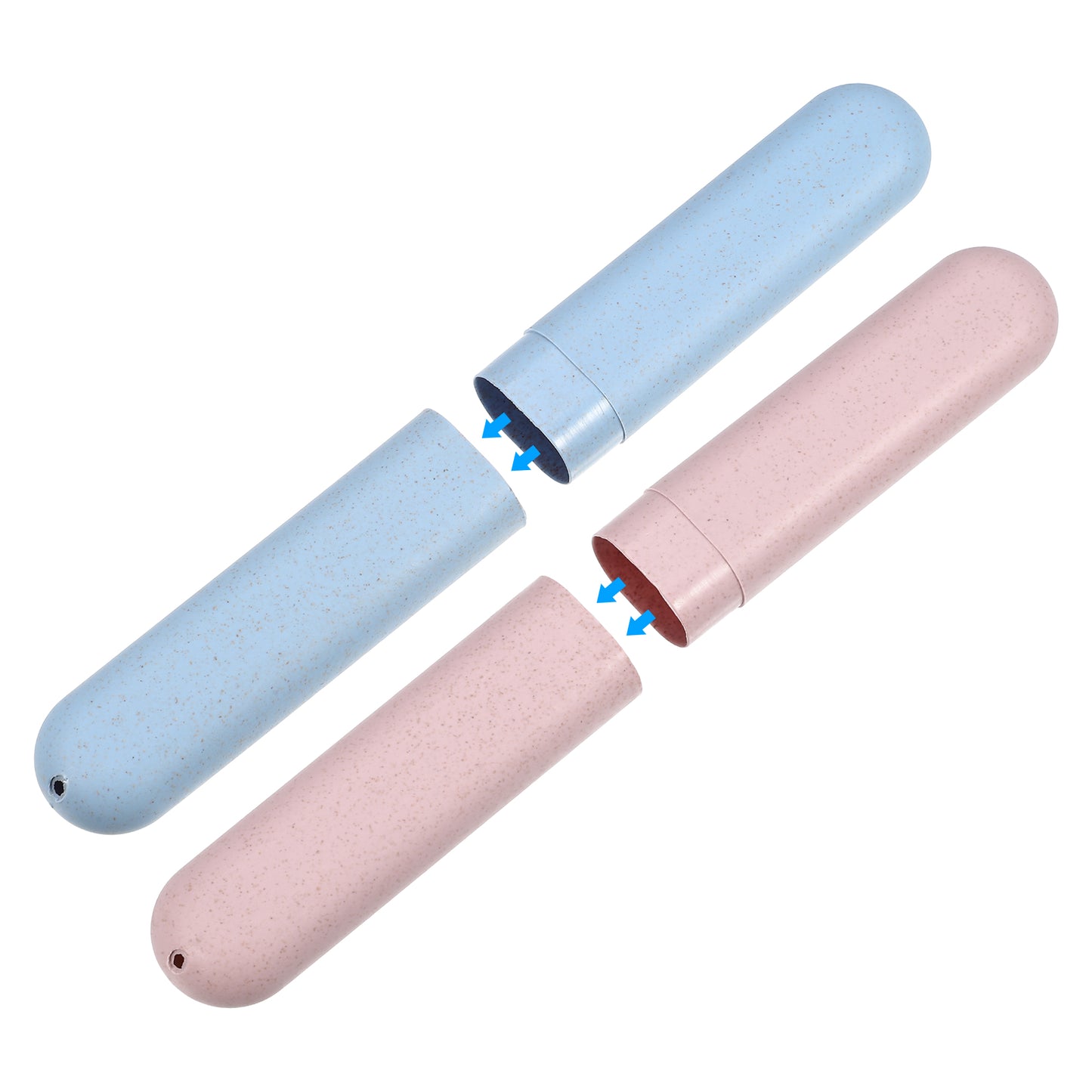 2 Pcs Traveling Toothbrush Case, PP Toothbrush Travel Container, 8.07"x1.22"x0.83" Blue, Pink