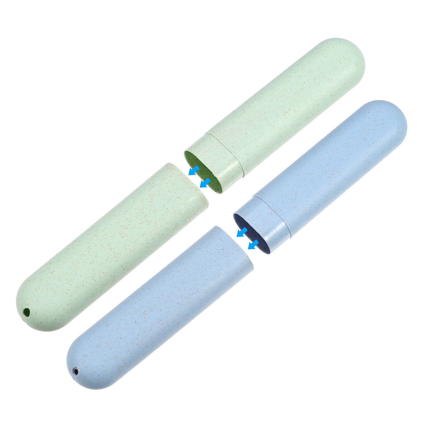 Estuche de viaje para cepillos de dientes (4 unidades), contenedor de viaje de polipropileno, 20,3 x 3,1 x 2,1 cm, verde y azul