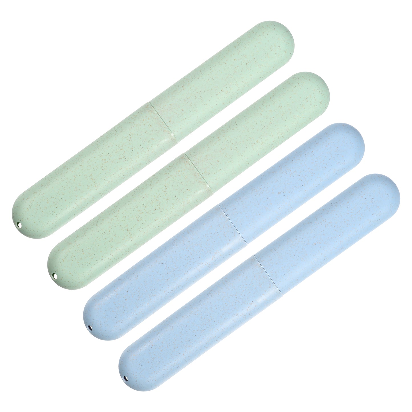 Estuche de viaje para cepillos de dientes (4 unidades), contenedor de viaje de polipropileno, 20,3 x 3,1 x 2,1 cm, verde y azul