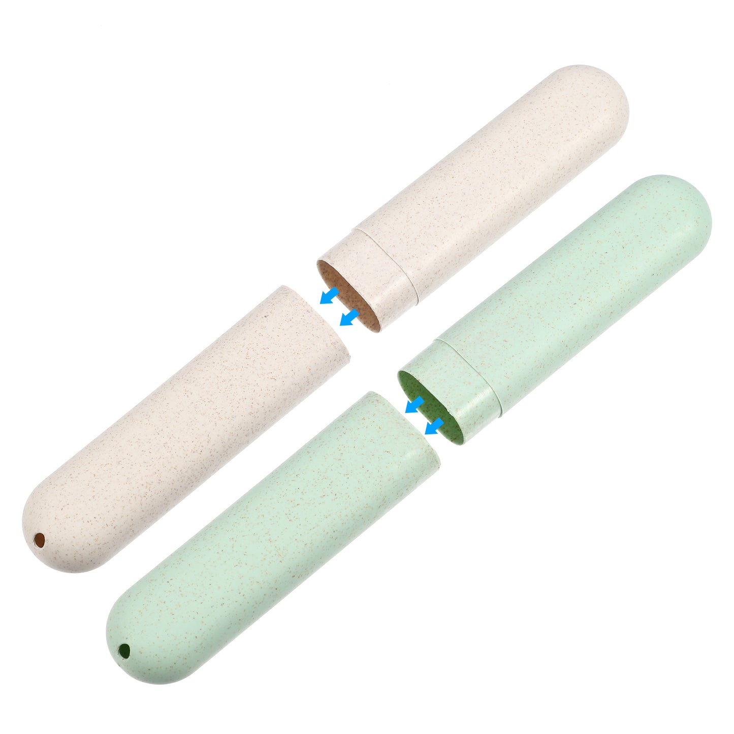 Estuche de viaje para cepillos de dientes (4 unidades), contenedor de viaje de polipropileno, 20,3 x 3,1 x 2,1 cm, verde y beige