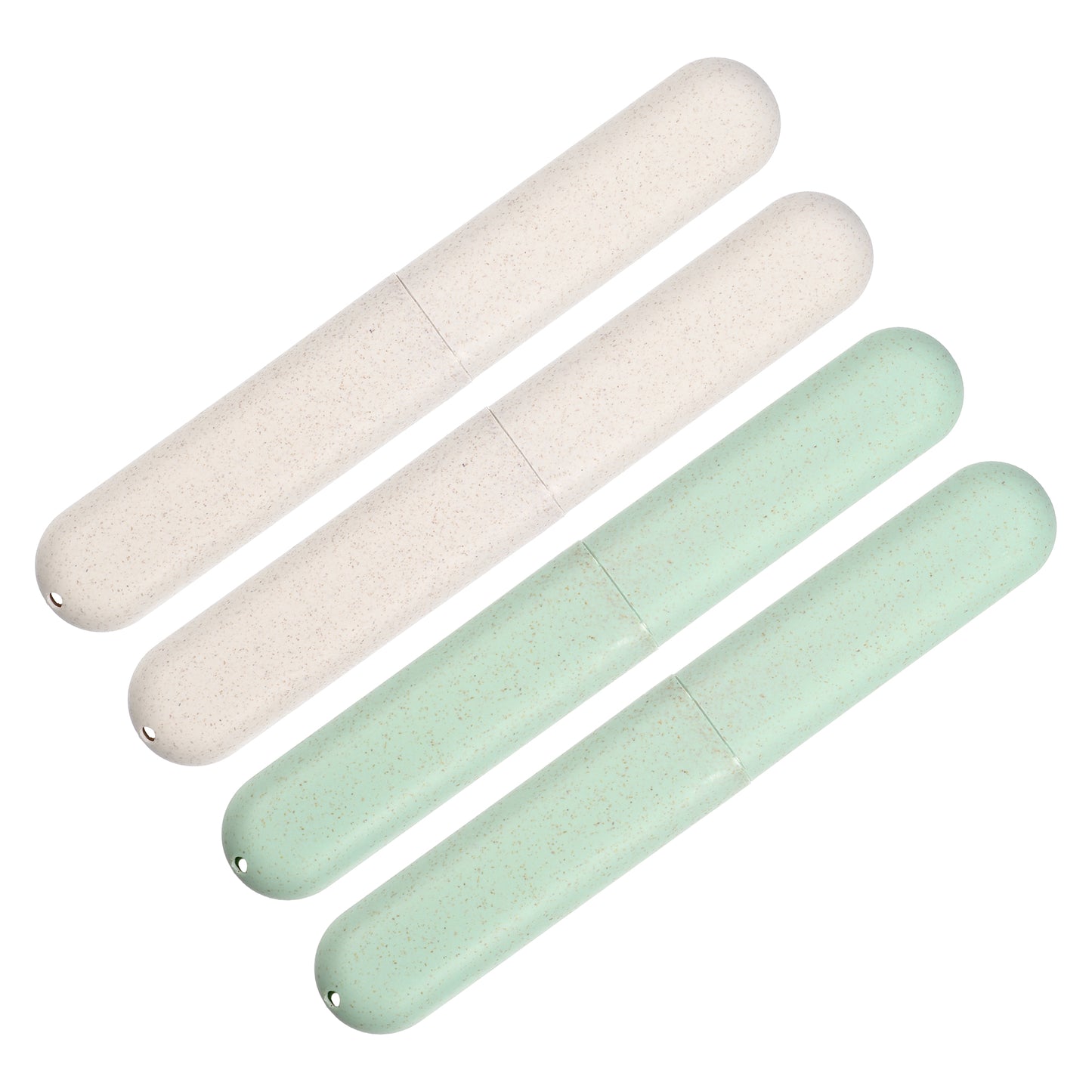 Estuche de viaje para cepillos de dientes (4 unidades), contenedor de viaje de polipropileno, 20,3 x 3,1 x 2,1 cm, verde y beige