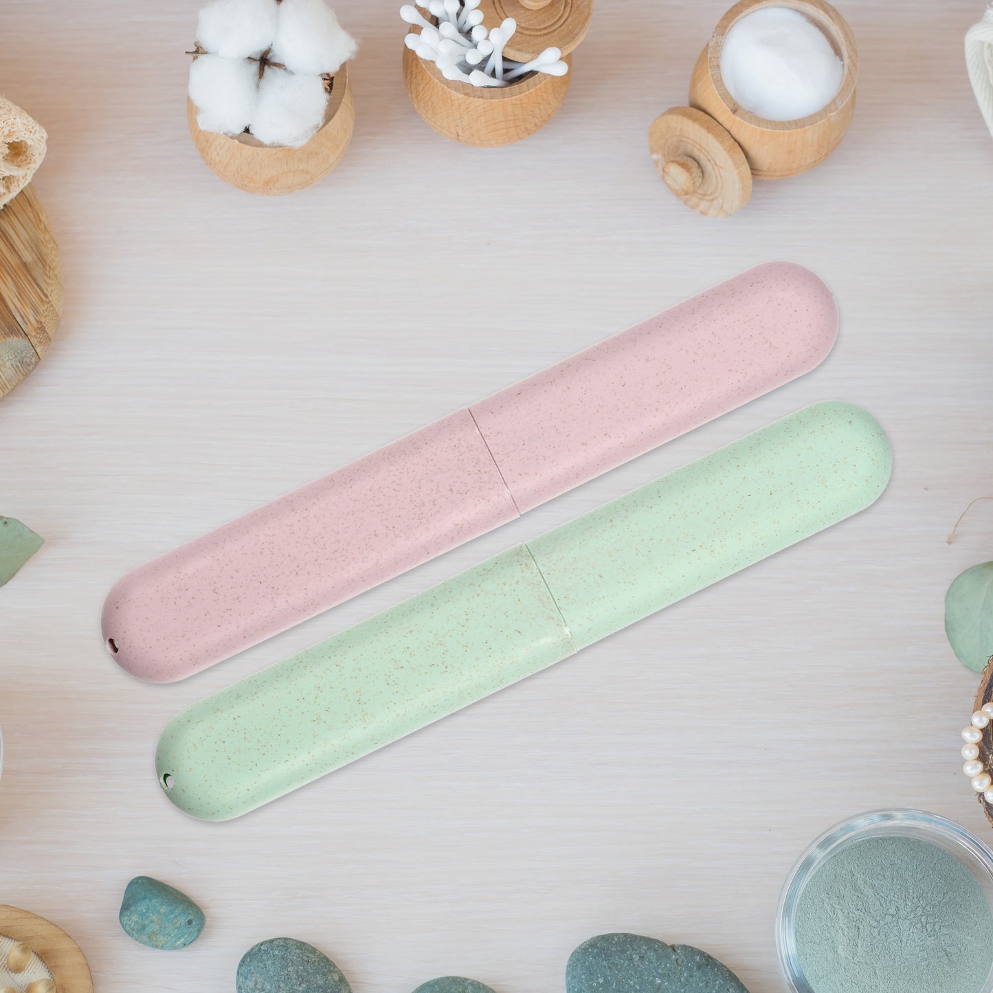 4 Pcs Traveling Toothbrush Case, PP Toothbrush Travel Container, 8.07"x1.22"x0.83" Green, Pink