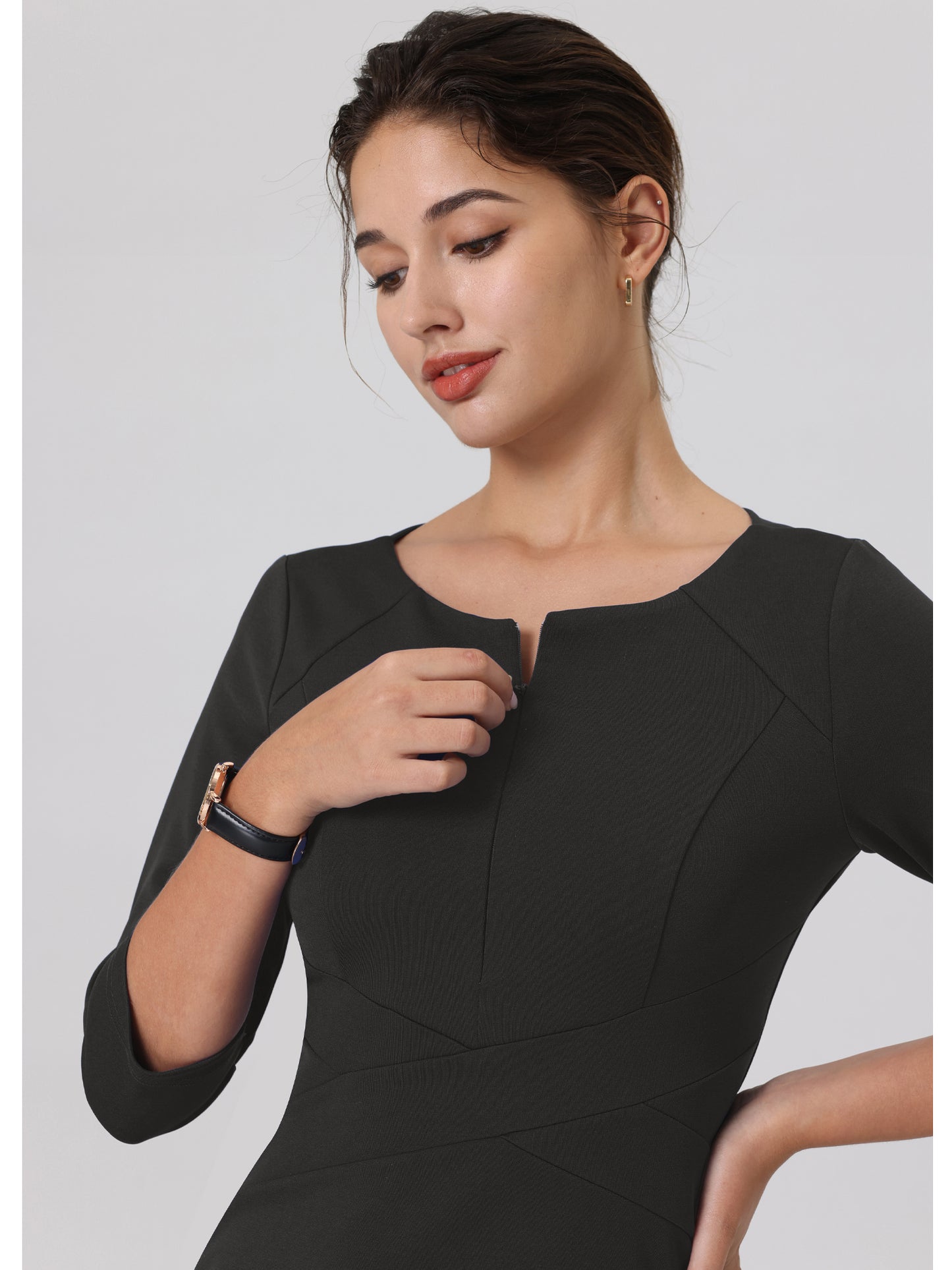 Women's Funeral Sheath Dress Knee Length Work Pencil Dresses