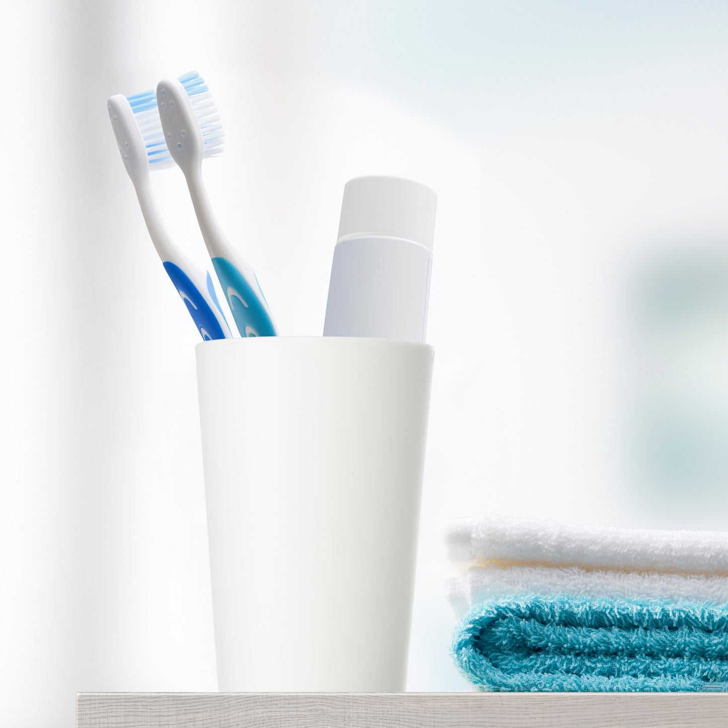 2 Pcs Solid Bathroom Toothbrush Tumblers PP Cup for Bathroom Kitchen, 4.52"x3.03" White