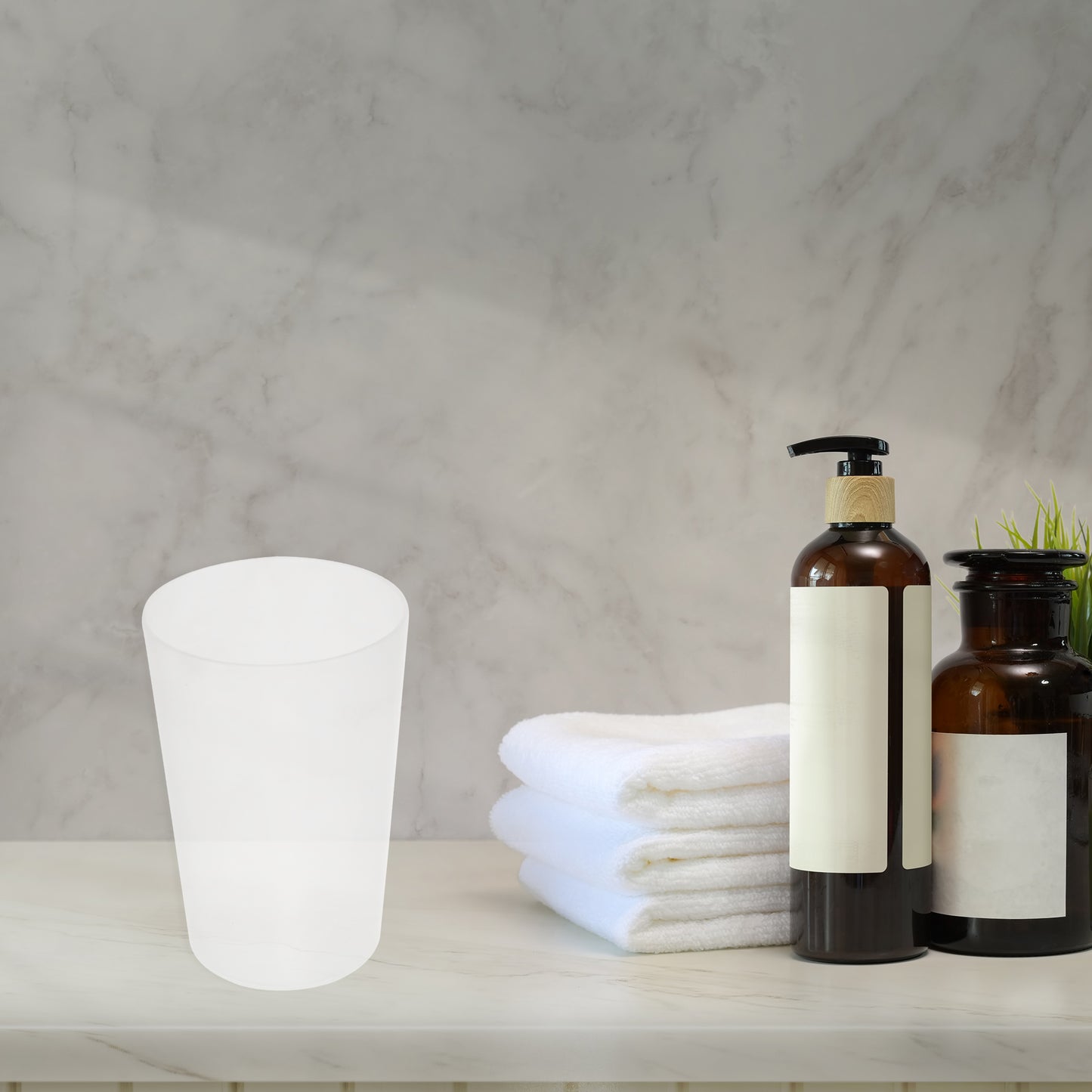 2 Pcs Solid Bathroom Toothbrush Tumblers PP Cup for Bathroom Kitchen, 4.52"x3.03" Clear
