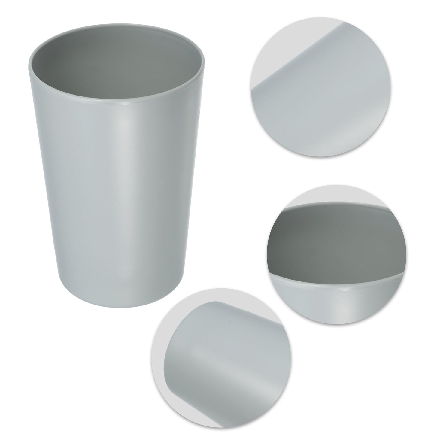 2 Pcs Solid Bathroom Toothbrush Tumblers PP Cup for Bathroom Kitchen, 4.52"x3.03" Gray