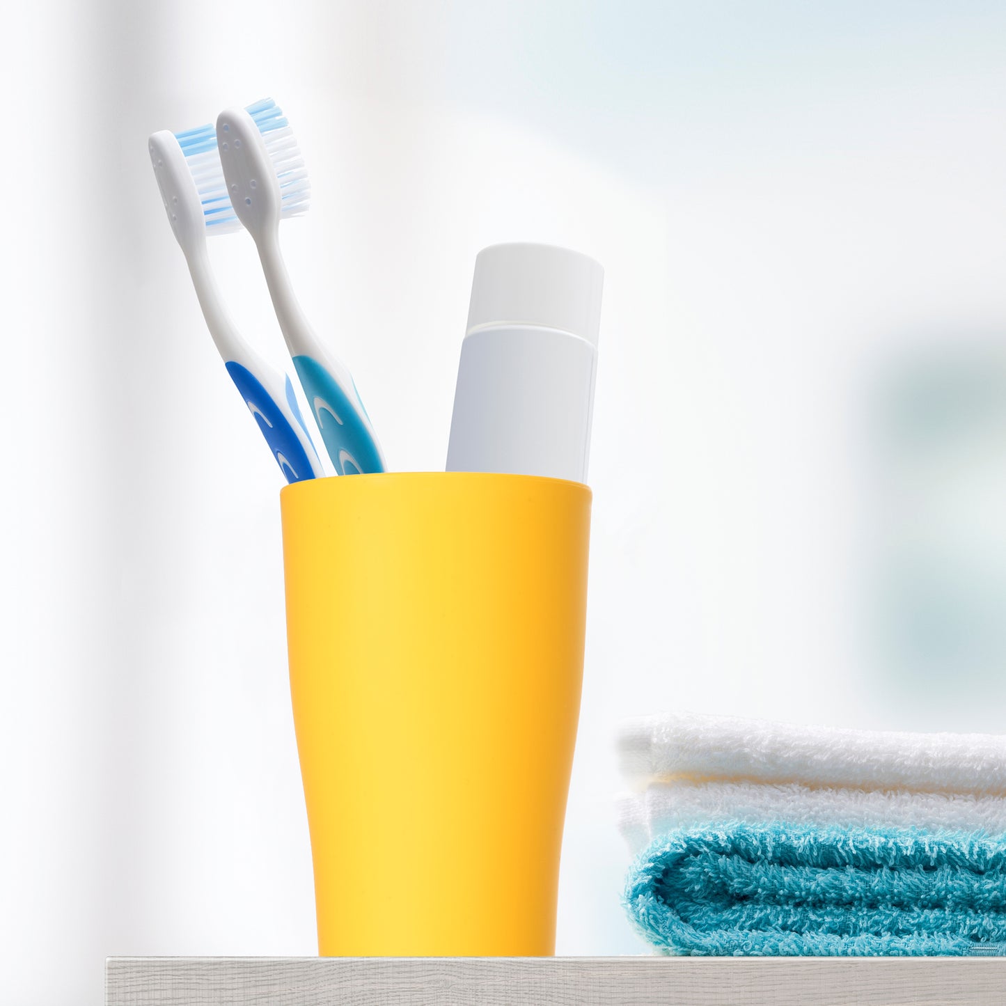2 Pcs Bathroom Toothbrush Tumblers PP Cup for Bathroom Kitchen, 4.92"x3.03" Yellow