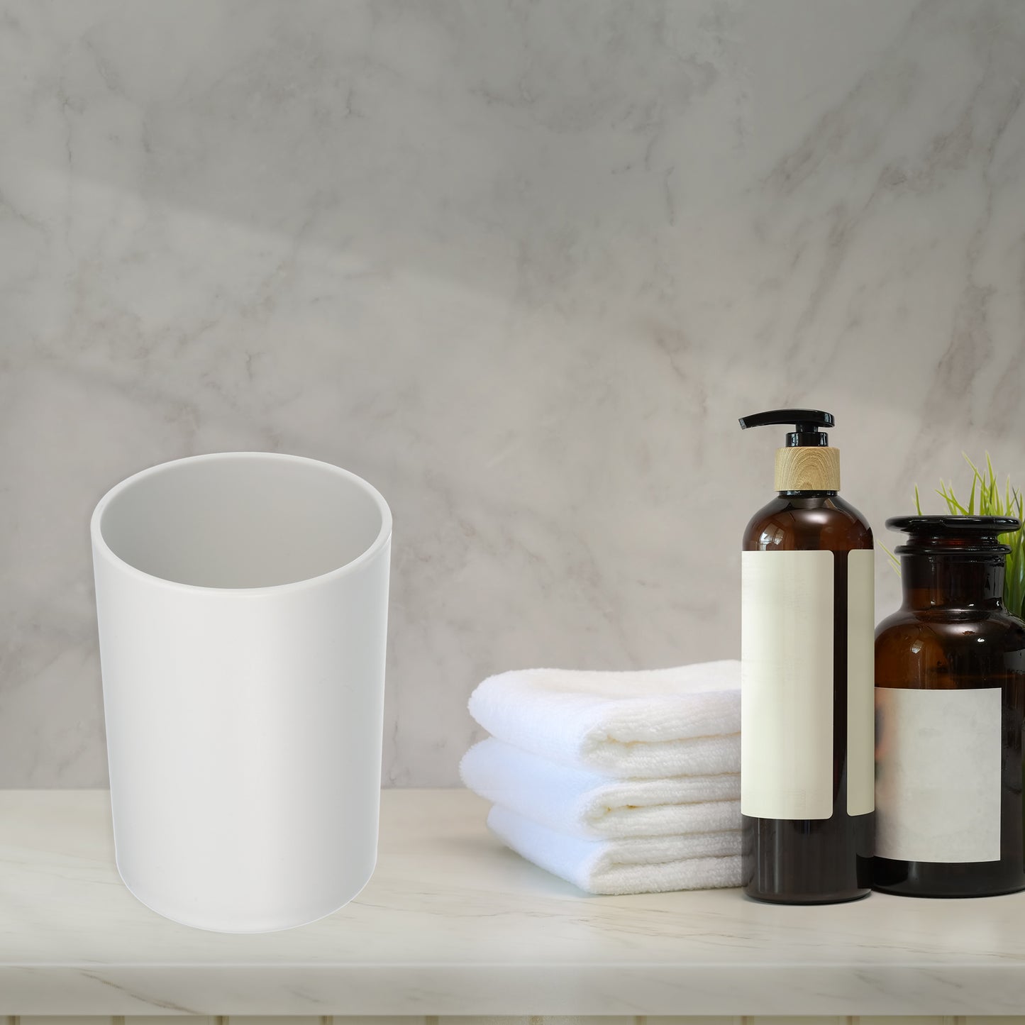 2 Pcs Simple Bathroom Toothbrush Tumblers PP Cup, 4.05"x2.91" Gray