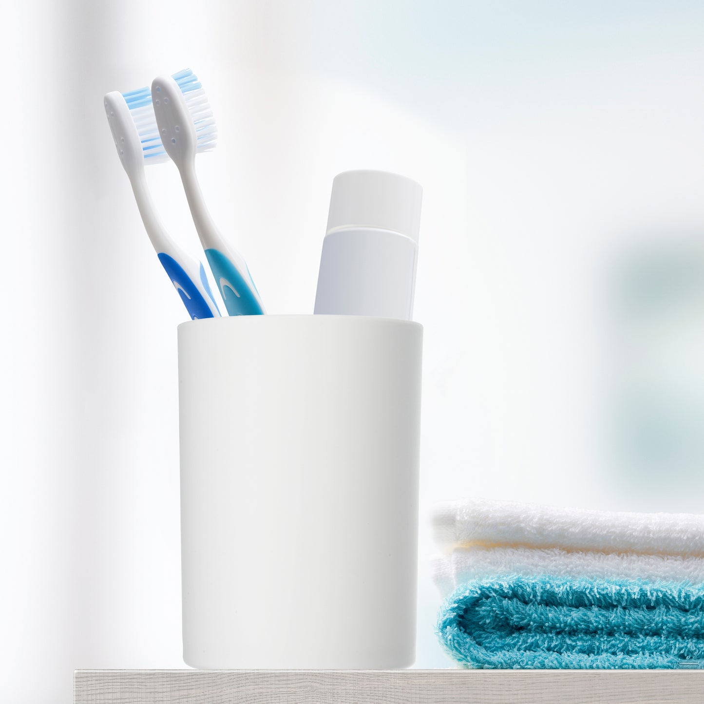 2 Pcs Bathroom Toothbrush Tumblers PP Cup , 4.05"x2.91" White Gray