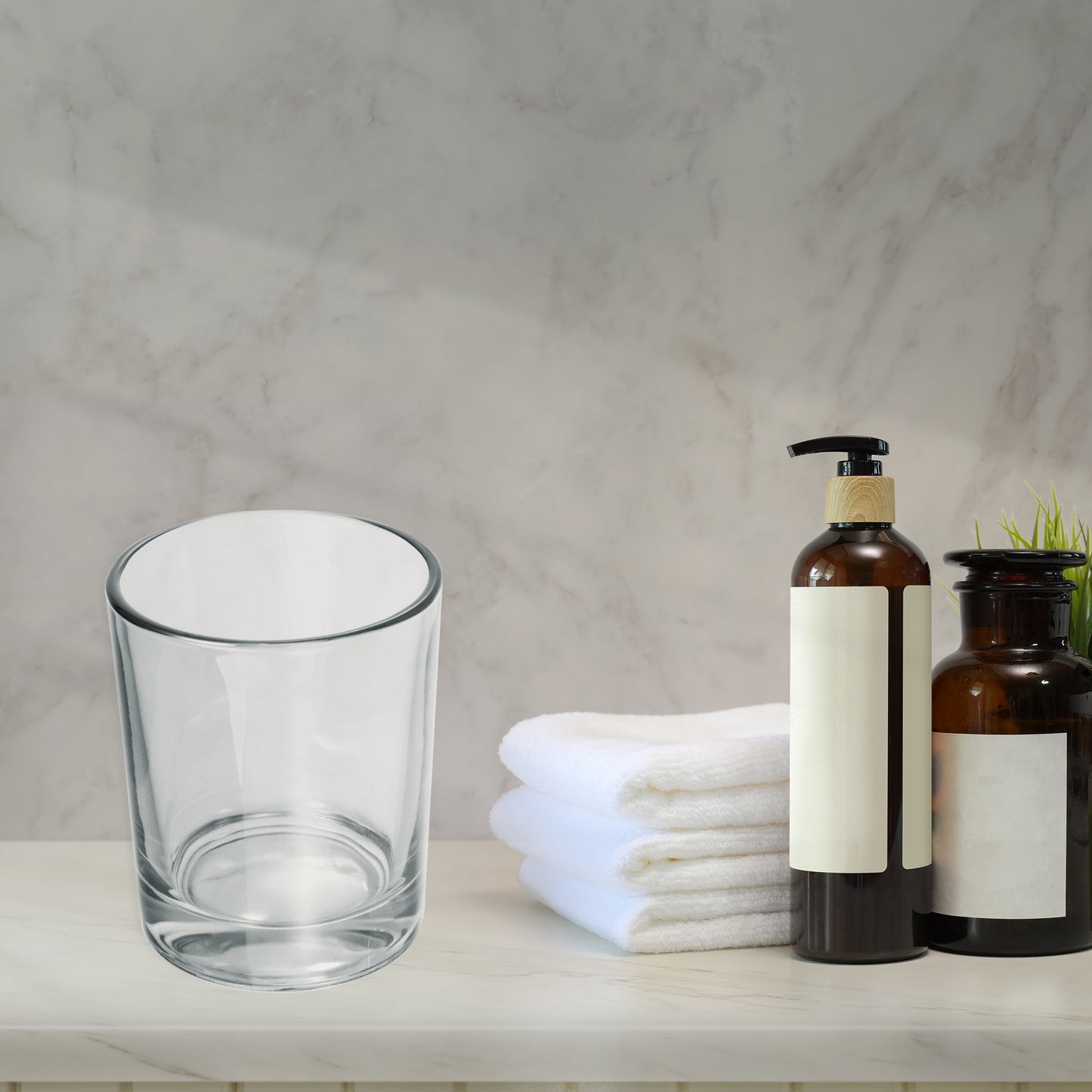 2 Pcs Bathroom Tumblers Toothbrush Glass Cup, 4.92"x3.03" moke Gray Amber