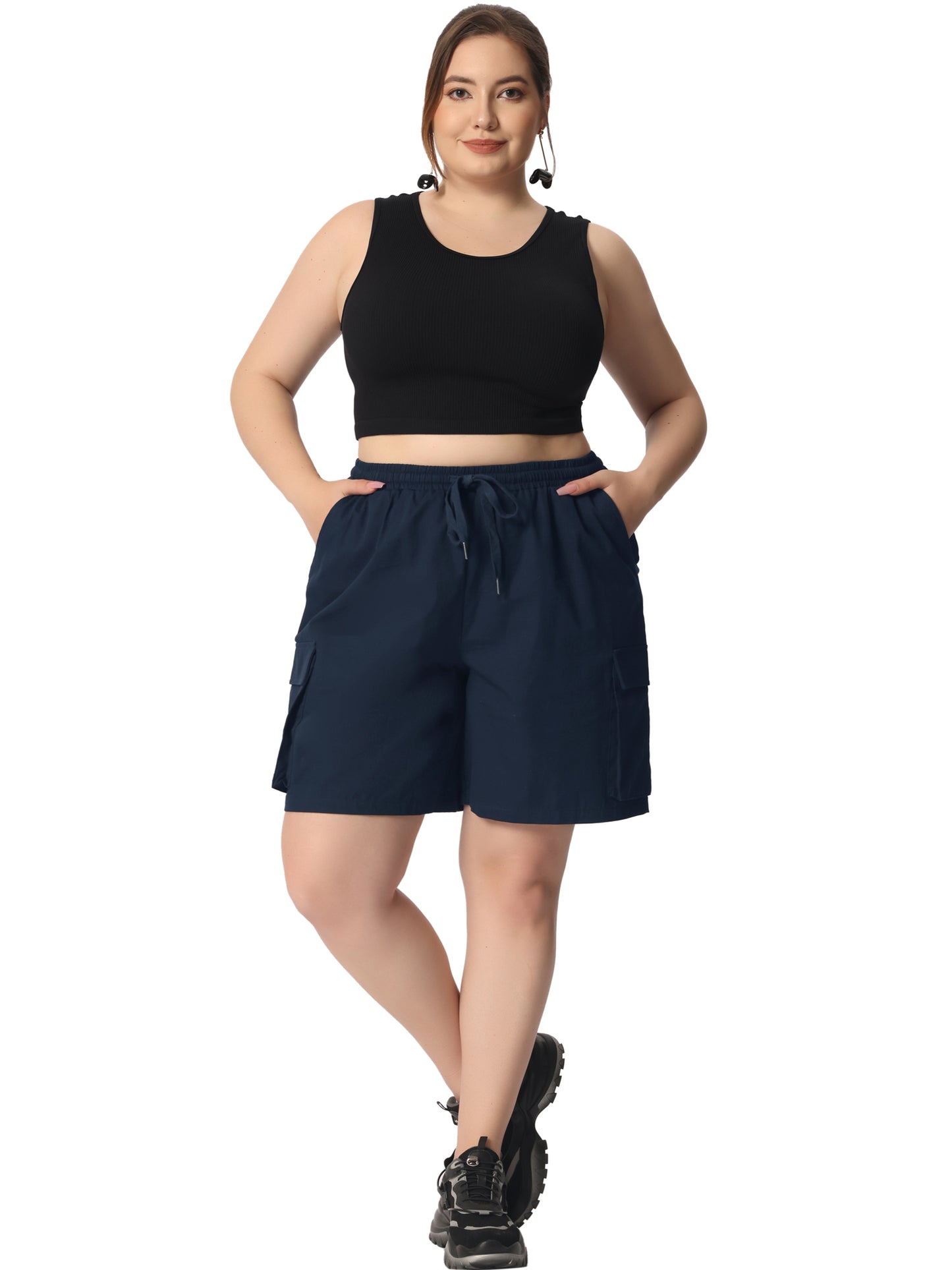 Womens Plus Size Hiking Cargo Shorts Lightweight Active Athletic Shorts Running Summer Shorts with Pockets