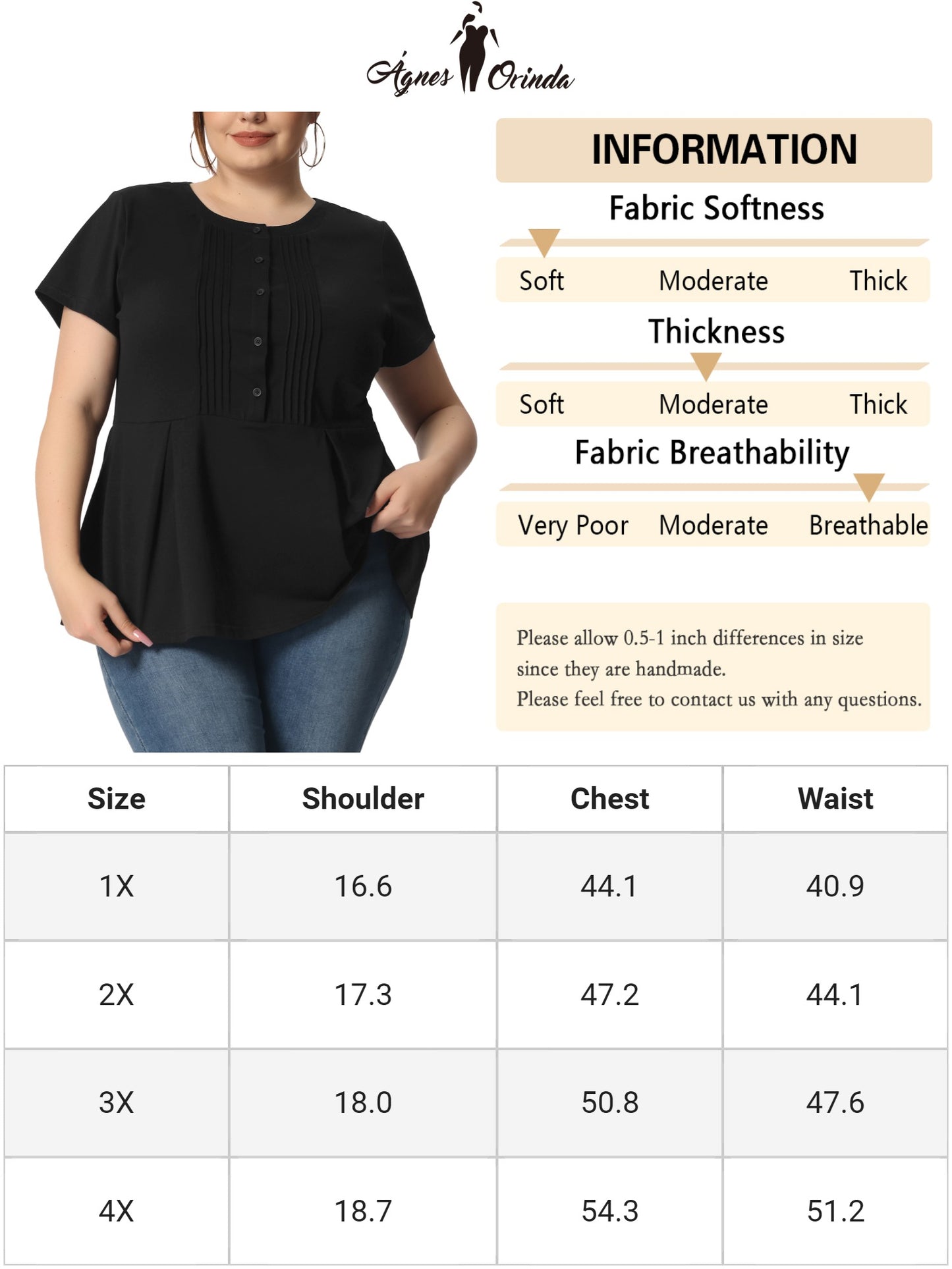 Women Plus Size Peplum Shirt Summer Round Neck Short Sleeve Work Top