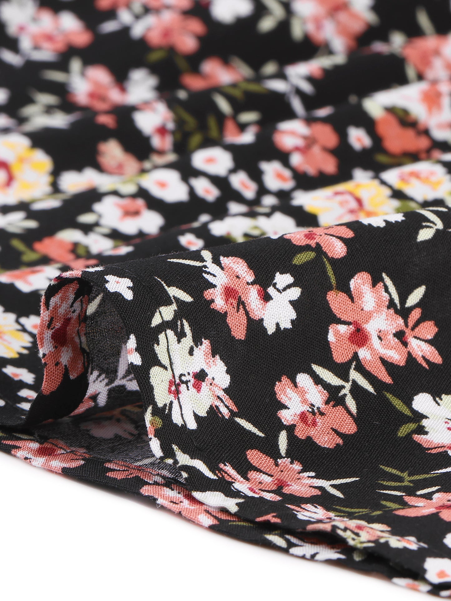 Falda holgada midi con cintura elástica y dobladillo con volantes y estampado floral para mujer