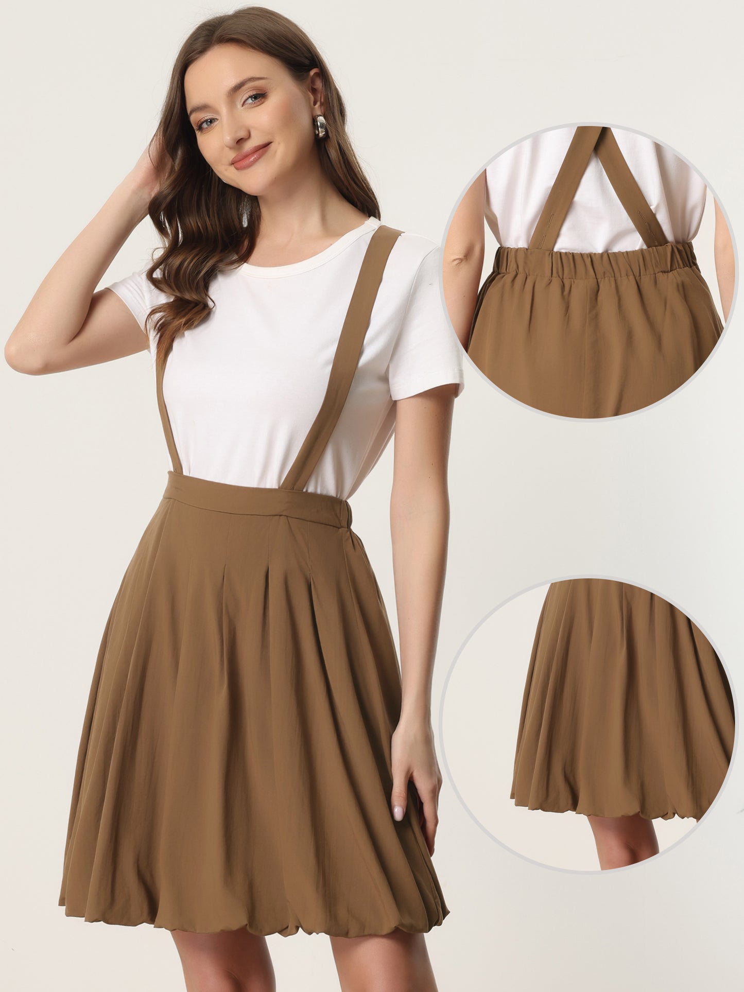 Women's Suspender Skirt Detachable Strap A-Line Bubble Skirt