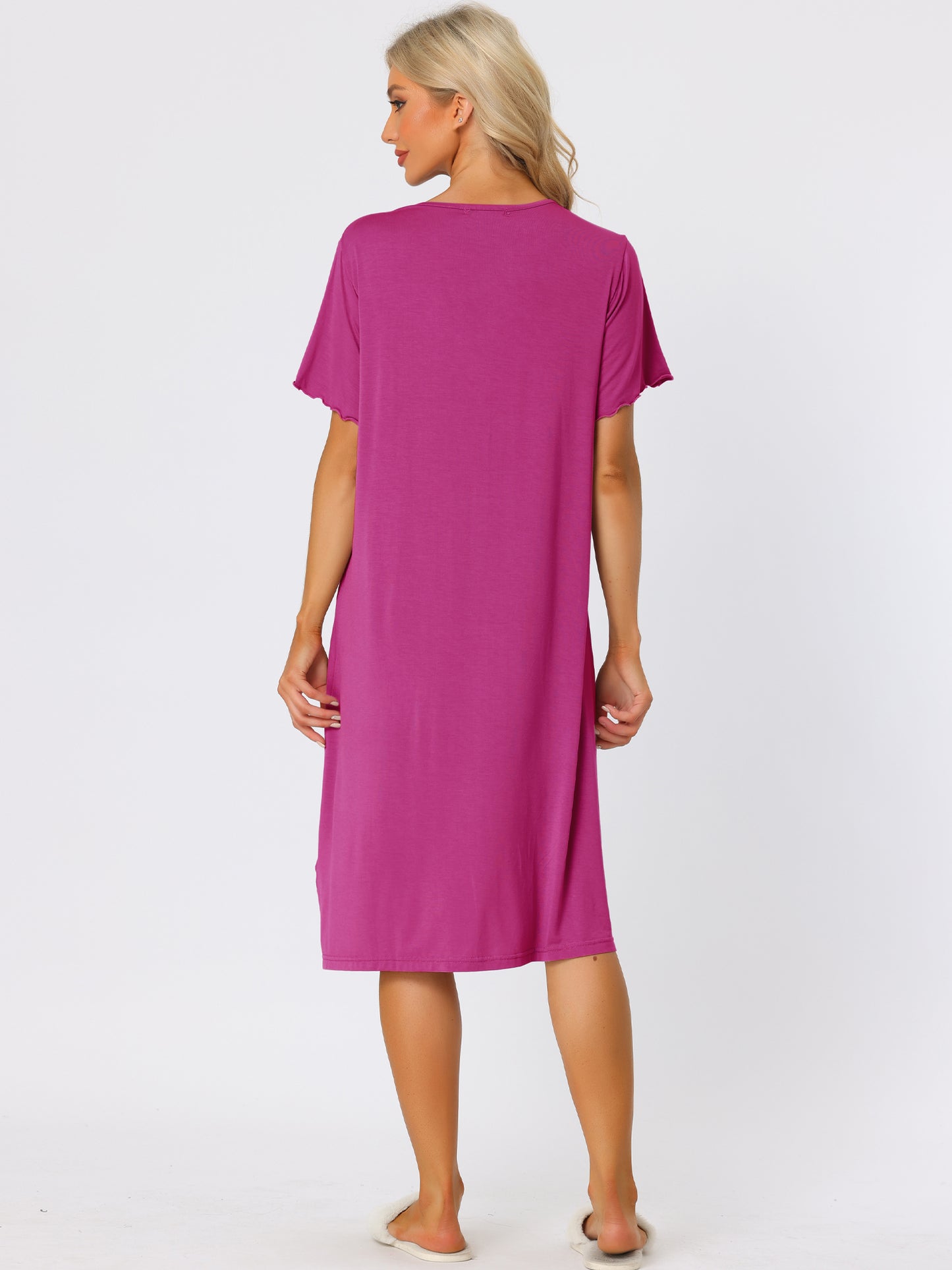 Camisón de manga corta con botones para mujer, vestido de pijama