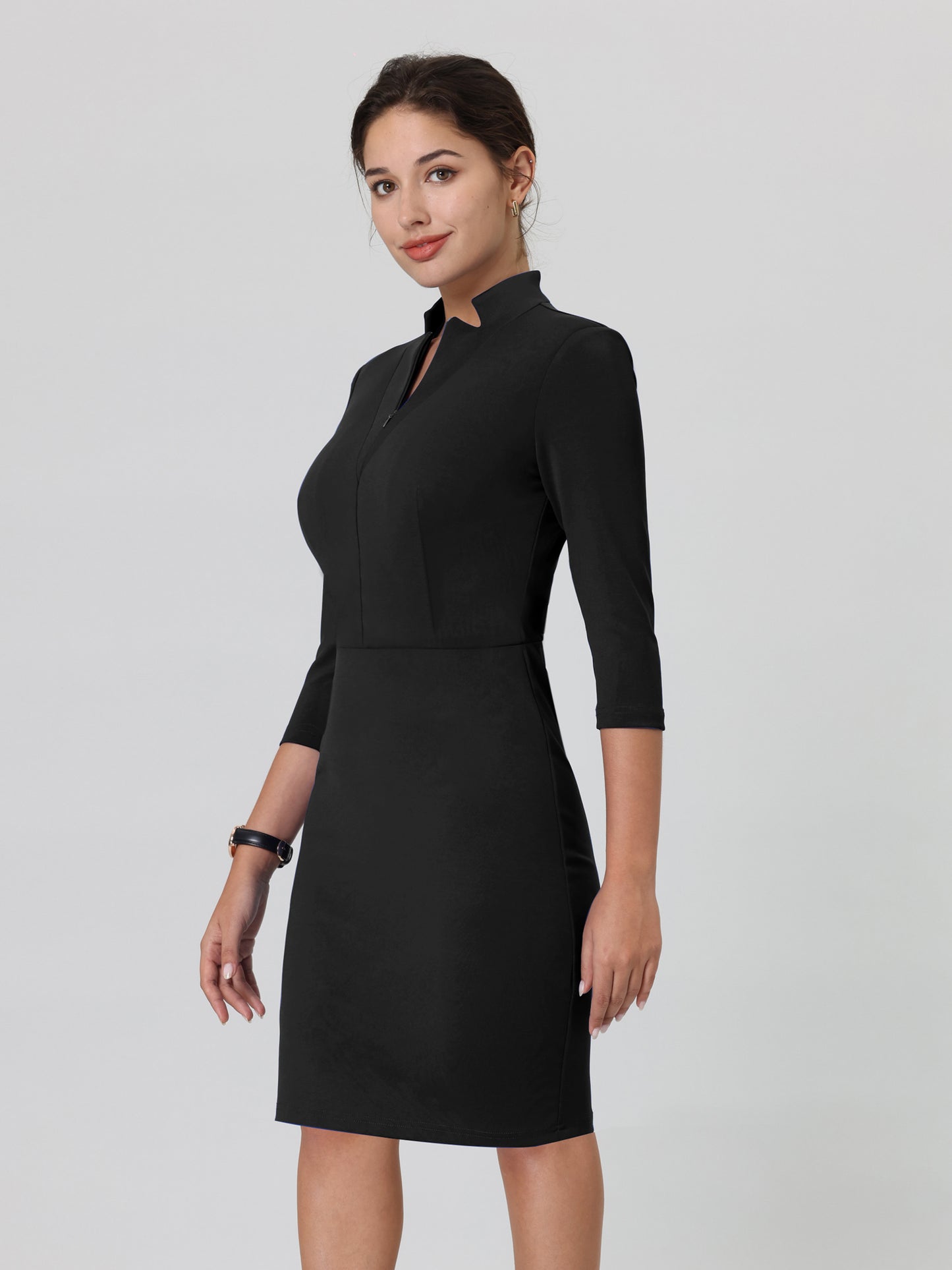 Women's Formal Dress Knee Length Zipper Neck Business Pencil Dresses